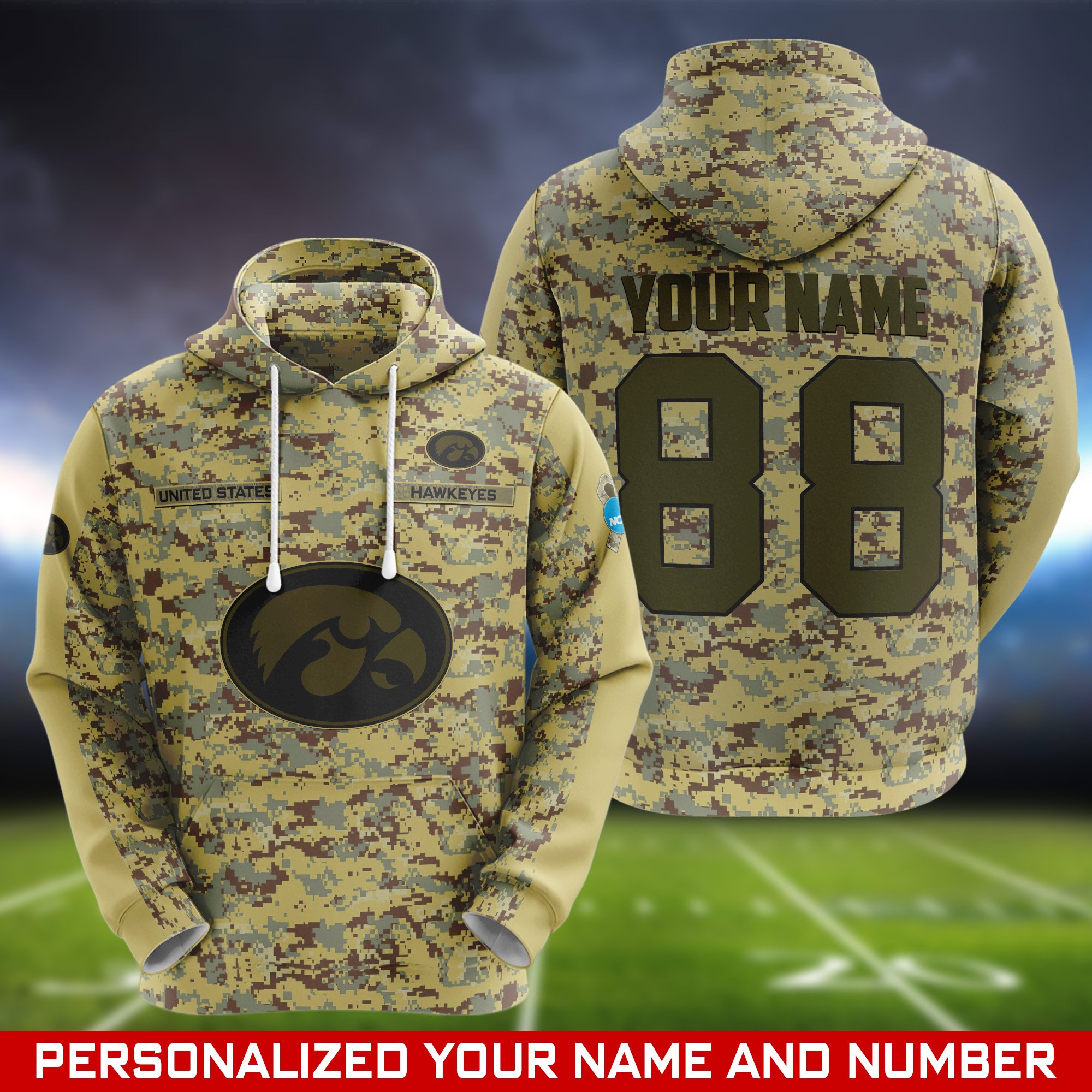 Iowa Hawkeyes Camouflage Hoodie, Sweatshirt, T-shirt, Zipper 2024 Version Customized  Your Name And Number, Shirts For Football Fans, Sport Gifts ETHY-53721