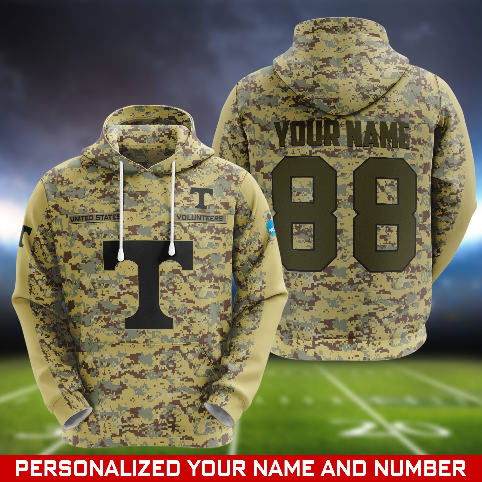 Tennessee Volunteers Camouflage Hoodie, Sweatshirt, T-shirt, Zipper 2024 Version Customized  Your Name And Number, Shirts For Football Fans, Sport Gifts ETHY-53721