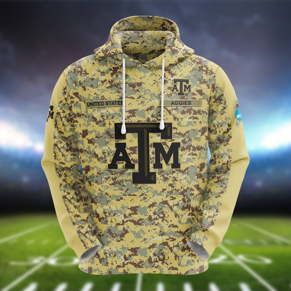 Alternative view of Texas A&M Aggies Camouflage Hoodie, Sweatshirt, T-shirt, Zipper 2024 Version Customized  Your Name And Number, Shirts For Football Fans, Sport Gifts ETHY-53721
