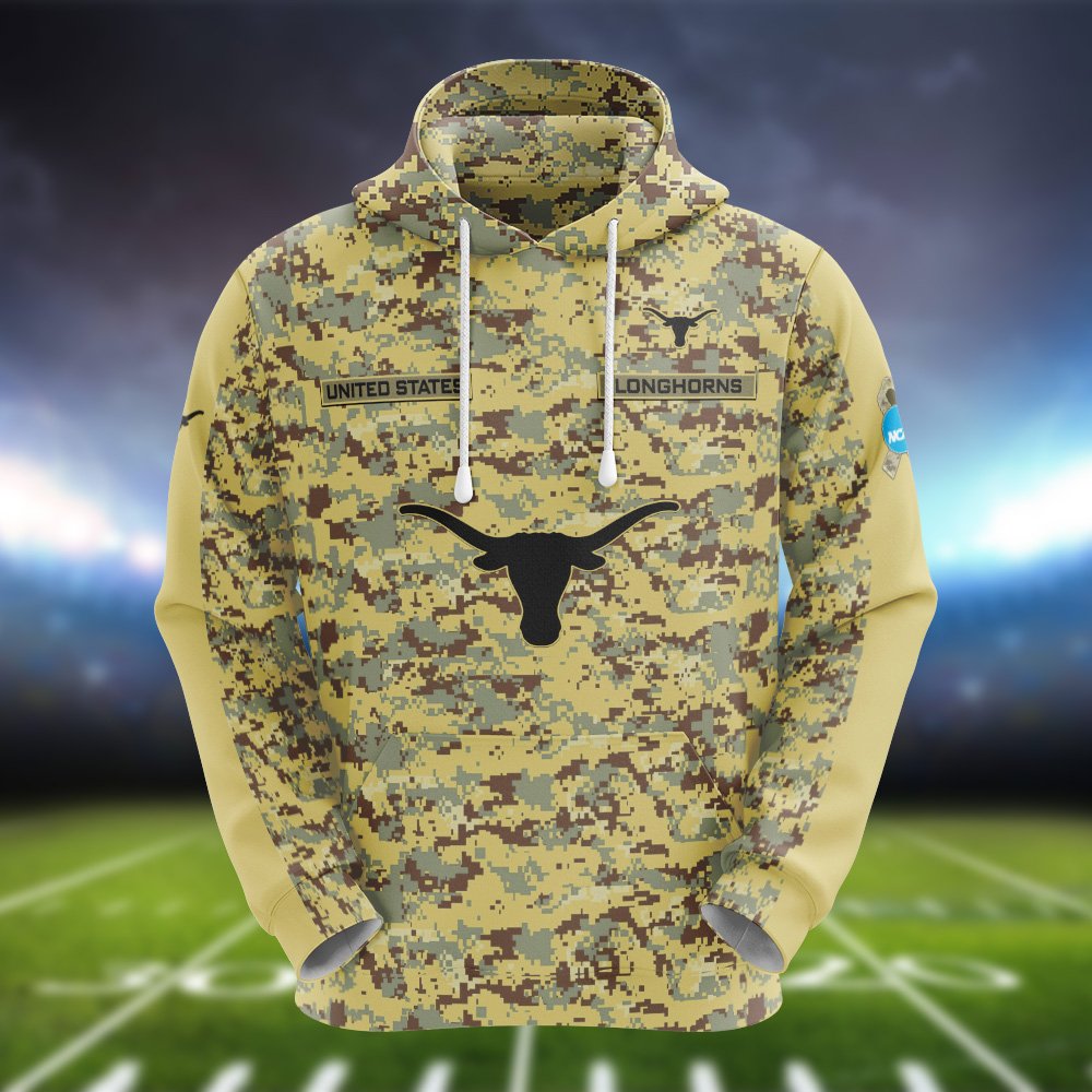 Alternative view of Texas Longhorns Camouflage Hoodie, Sweatshirt, T-shirt, Zipper 2024 Version Customized  Your Name And Number, Shirts For Football Fans, Sport Gifts ETHY-53721
