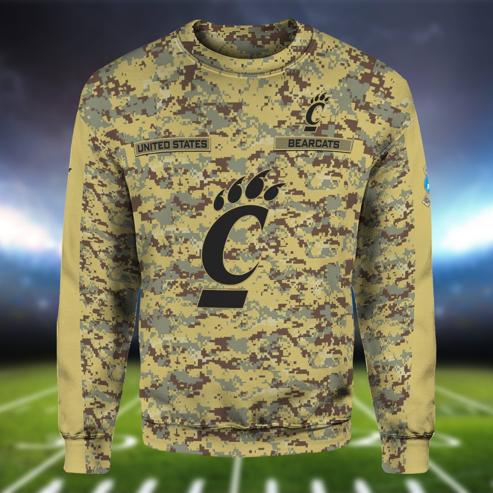 Cincinnati Bearcats Camouflage Hoodie, Sweatshirt, T-shirt, Zipper 2024 Version Customized Your Name And Number, Shirts For Football Fans, Sport Gifts ETHY-53721 - Image 4