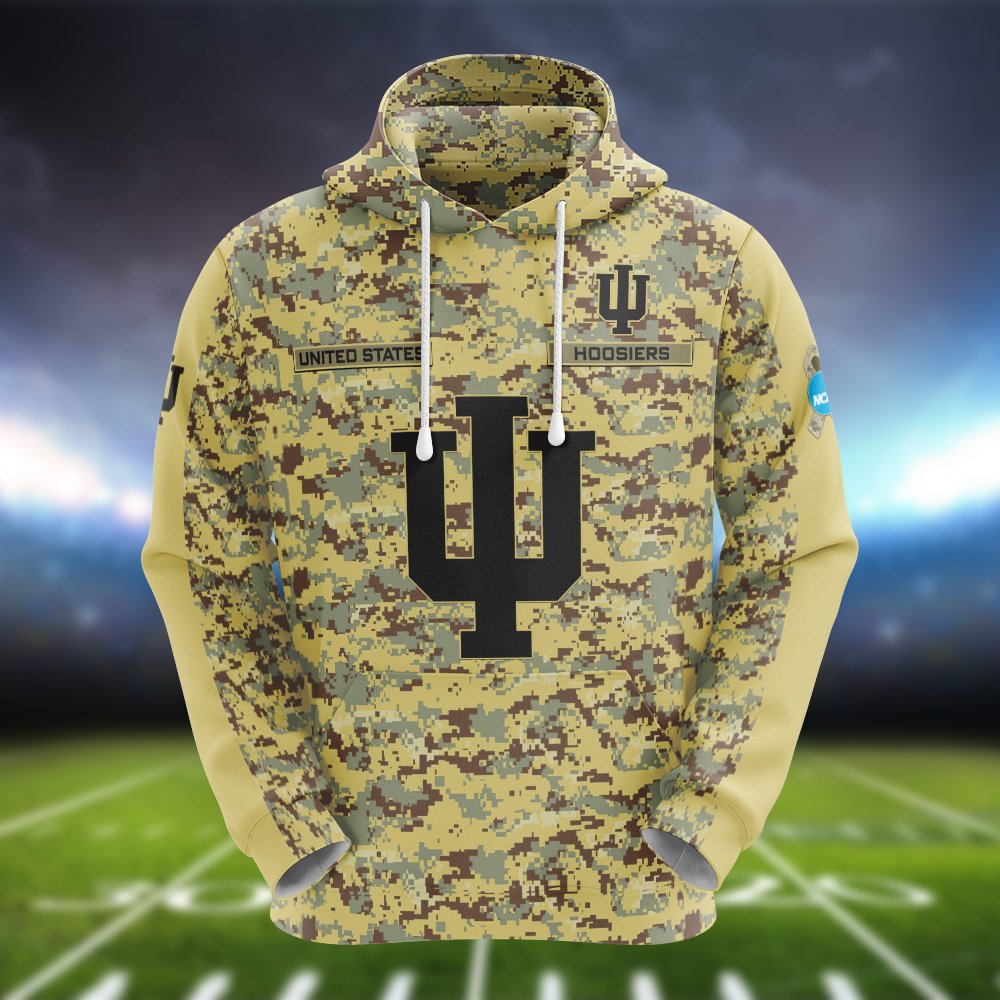 Alternative view of Indiana Hoosiers Camouflage Hoodie, Sweatshirt, T-shirt, Zipper 2024 Version Customized  Your Name And Number, Shirts For Football Fans, Sport Gifts ETHY-53721