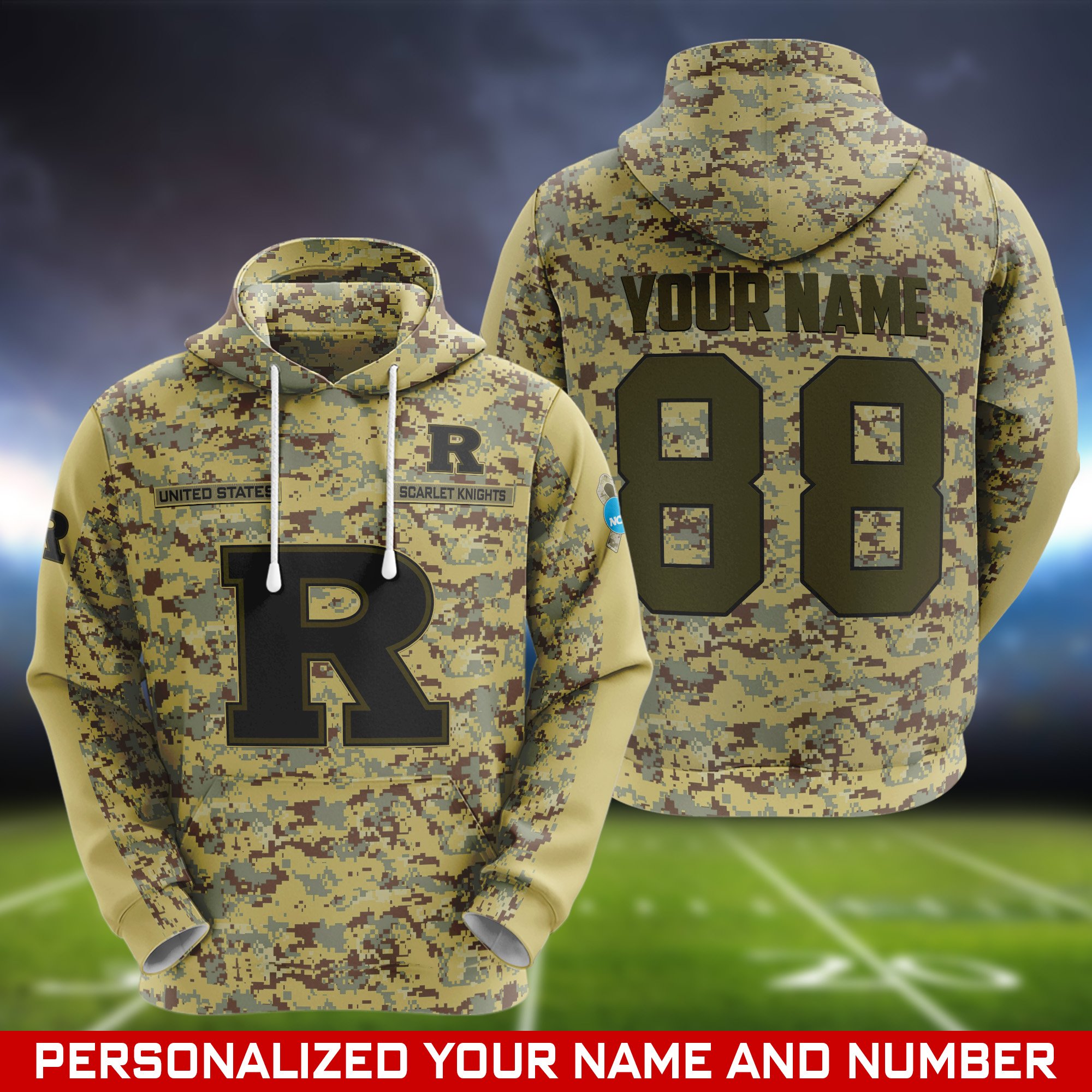 Rutgers Scarlet Knights Camouflage Hoodie, Sweatshirt, T-shirt, Zipper 2024 Version Customized  Your Name And Number, Shirts For Football Fans, Sport Gifts ETHY-53721