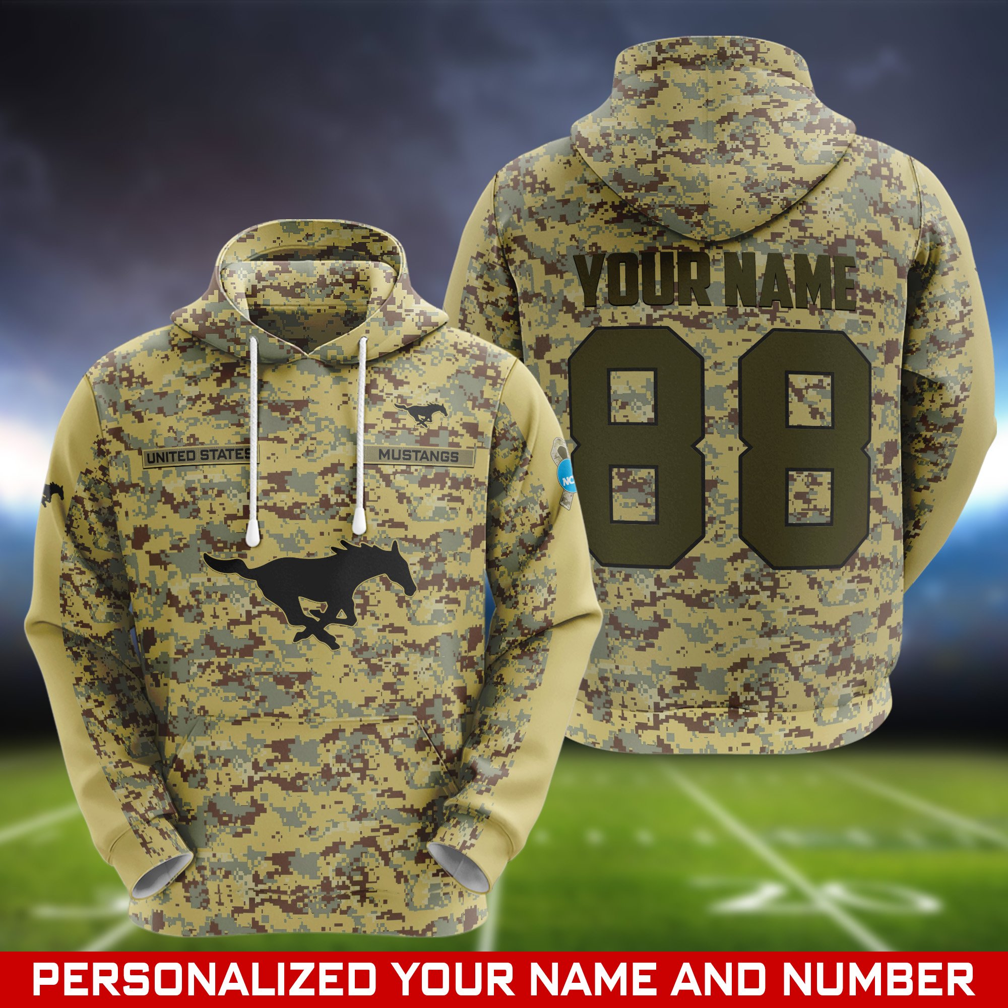 SMU Mustangs Camouflage Hoodie, Sweatshirt, T-shirt, Zipper 2024 Version Customized  Your Name And Number, Shirts For Football Fans, Sport Gifts ETHY-53721