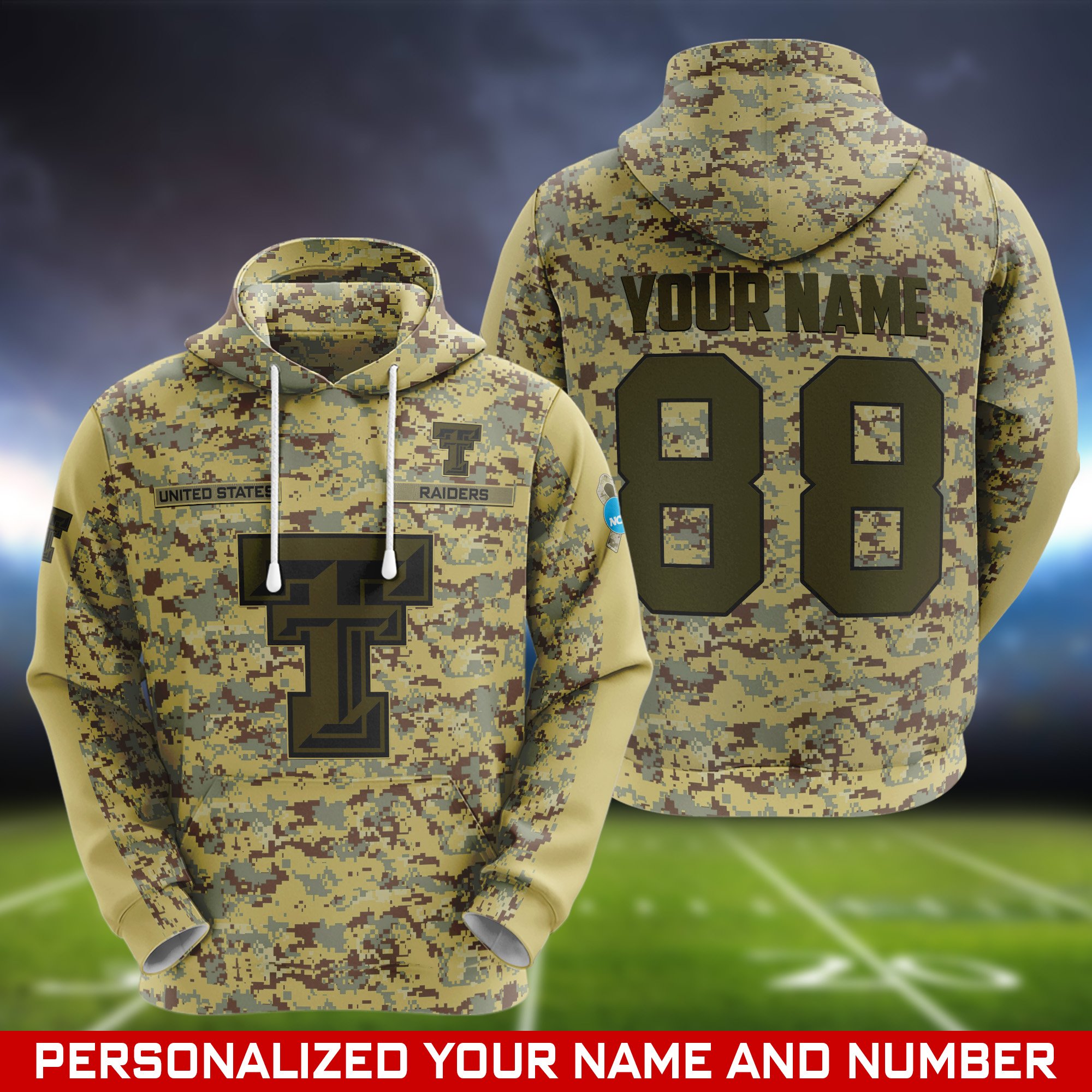 Texas Tech Red Raiders Camouflage Hoodie, Sweatshirt, T-shirt, Zipper 2024 Version Customized  Your Name And Number, Shirts For Football Fans, Sport Gifts ETHY-53721