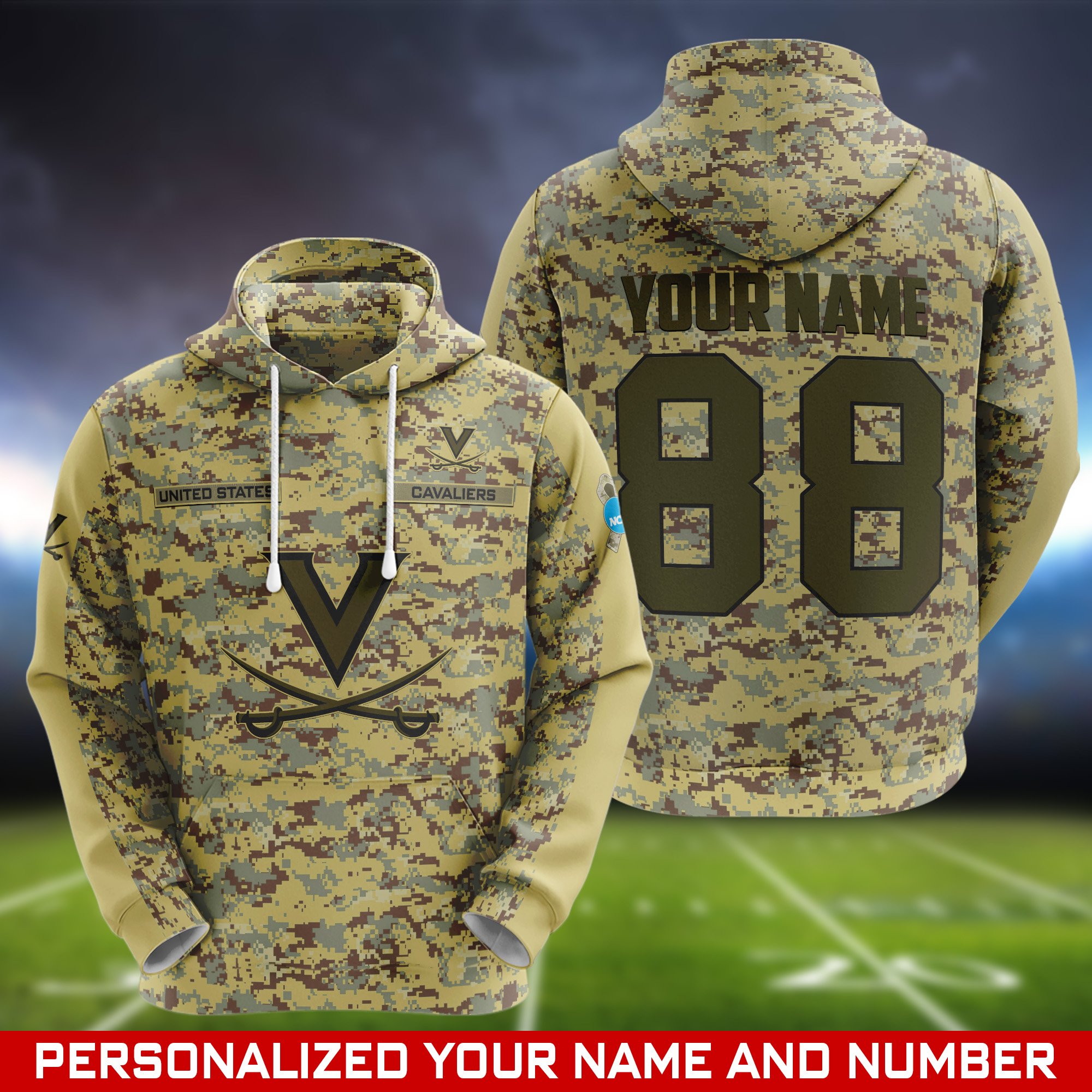 Virginia Cavaliers Camouflage Hoodie, Sweatshirt, T-shirt, Zipper 2024 Version Customized  Your Name And Number, Shirts For Football Fans, Sport Gifts ETHY-53721