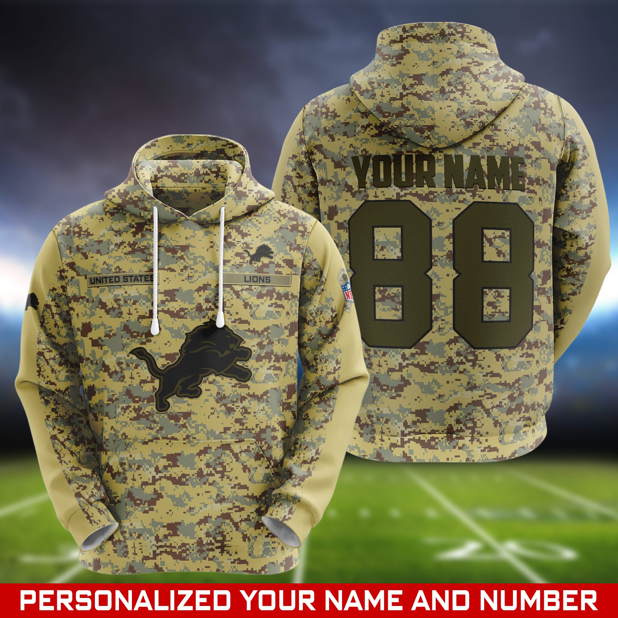 Detroit Lions Camouflage Hoodie, Sweatshirt, T-shirt, Zipper 2024 Version Customized  Your Name And Number, Shirts For Football Fans, Sport Gifts ETHY-53721
