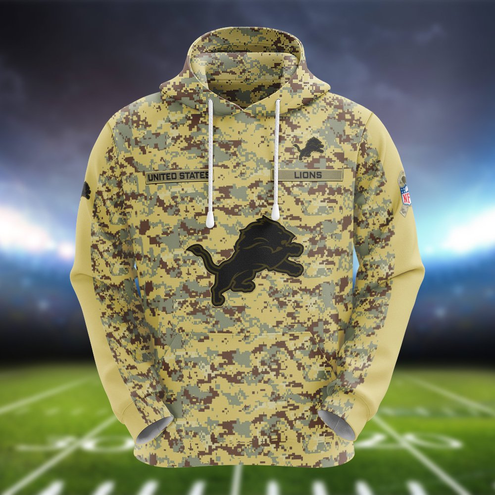 Alternative view of Detroit Lions Camouflage Hoodie, Sweatshirt, T-shirt, Zipper 2024 Version Customized  Your Name And Number, Shirts For Football Fans, Sport Gifts ETHY-53721