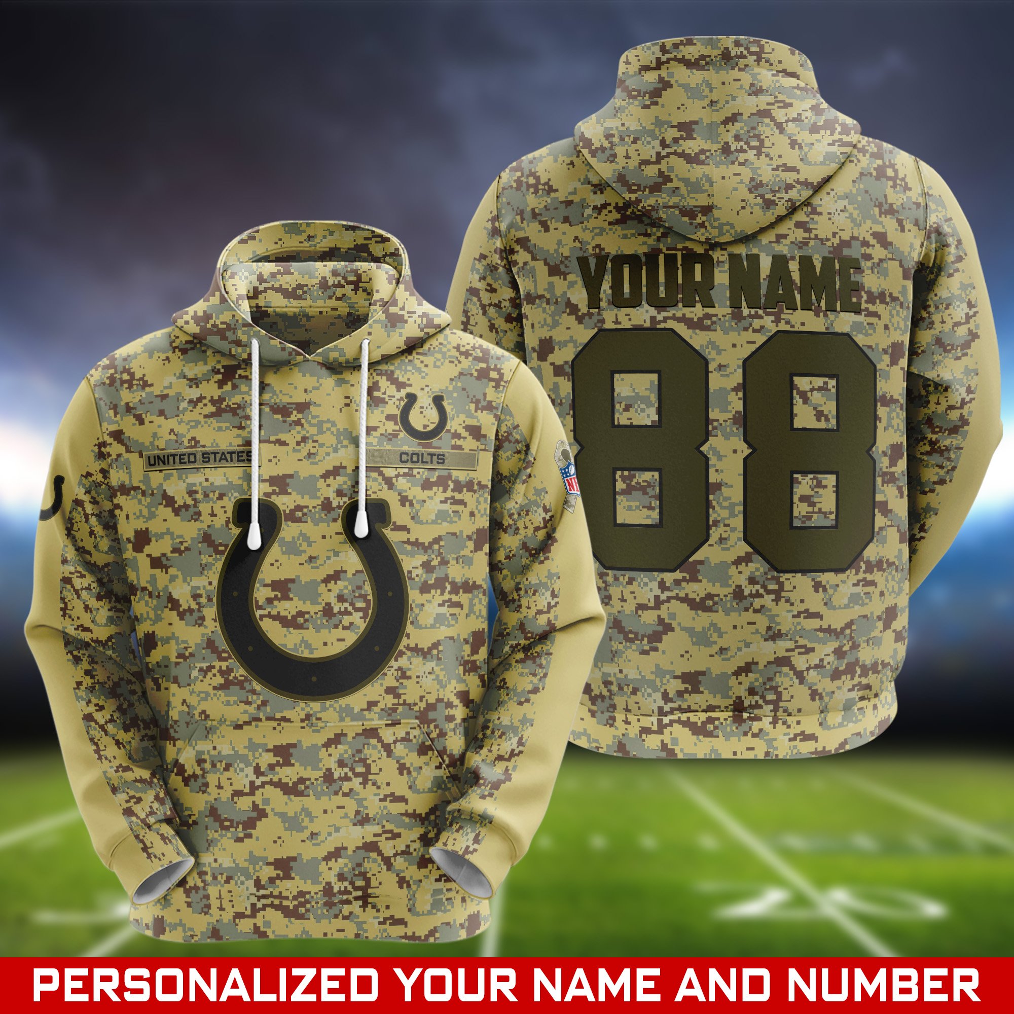 Indianapolis Colts Camouflage Hoodie, Sweatshirt, T-shirt, Zipper 2024 Version Customized  Your Name And Number, Shirts For Football Fans, Sport Gifts ETHY-53721