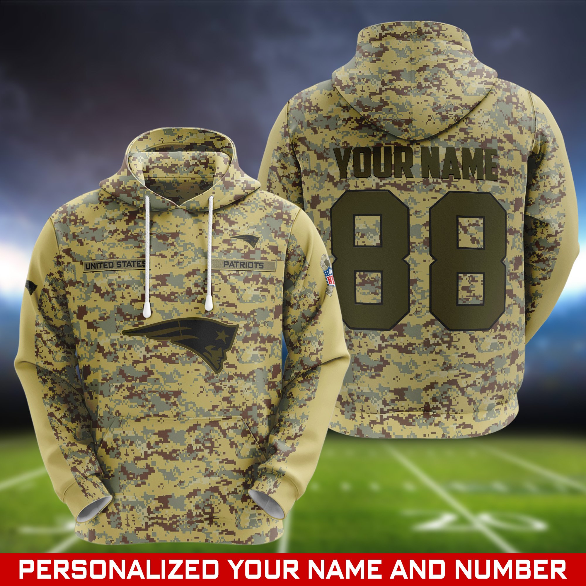 New England Patriots Camouflage Hoodie, Sweatshirt, T-shirt, Zipper 2024 Version Customized  Your Name And Number, Shirts For Football Fans, Sport Gifts ETHY-53721