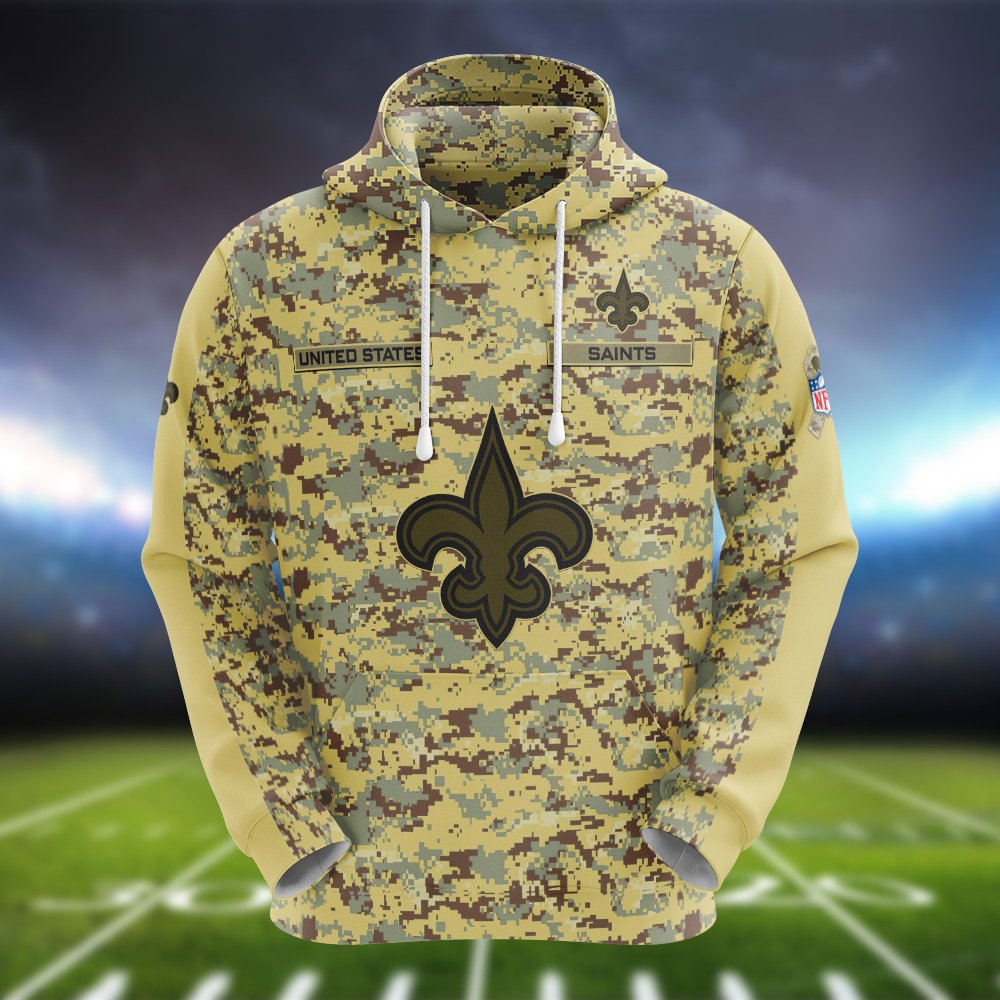 Alternative view of New Orleans Saints Camouflage Hoodie, Sweatshirt, T-shirt, Zipper 2024 Version Customized  Your Name And Number, Shirts For Football Fans, Sport Gifts ETHY-53721