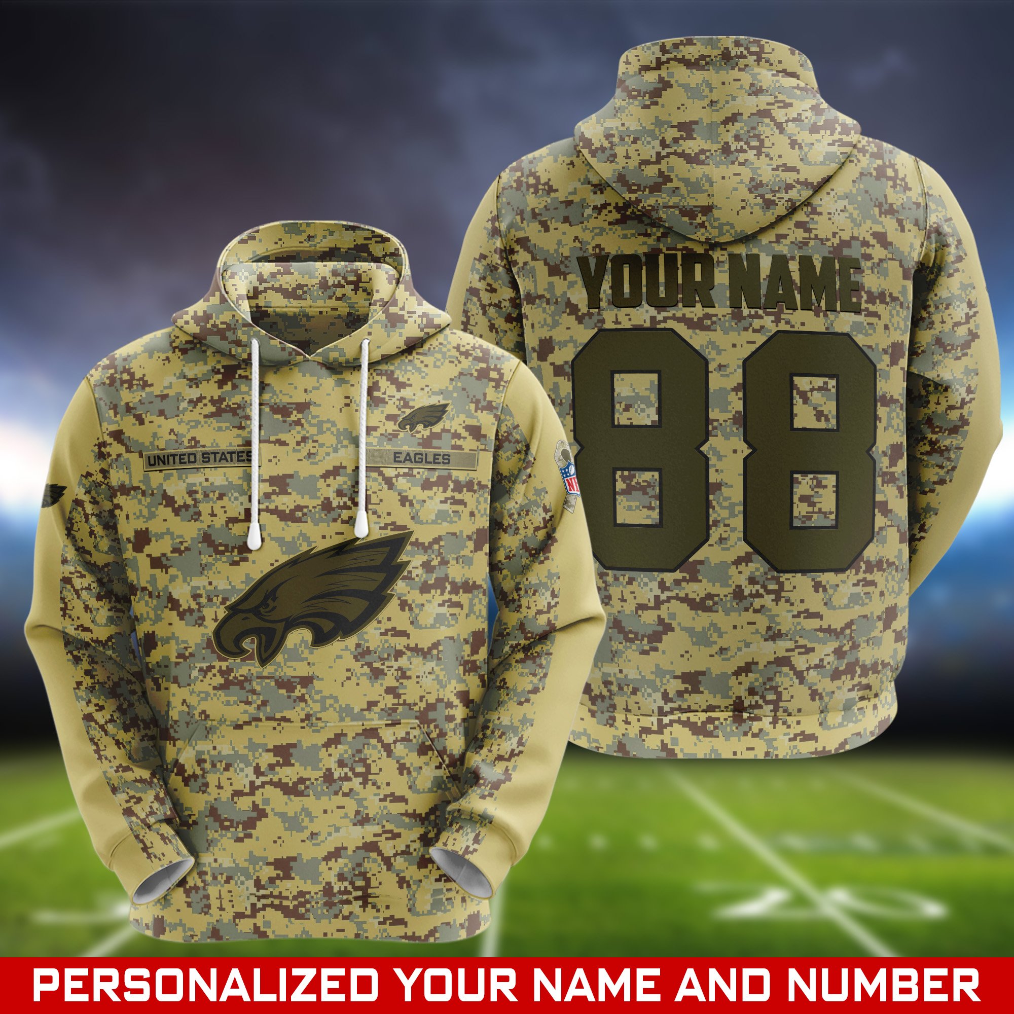 Philadelphia Eagles Camouflage Hoodie, Sweatshirt, T-shirt, Zipper 2024 Version Customized  Your Name And Number, Shirts For Football Fans, Sport Gifts ETHY-53721