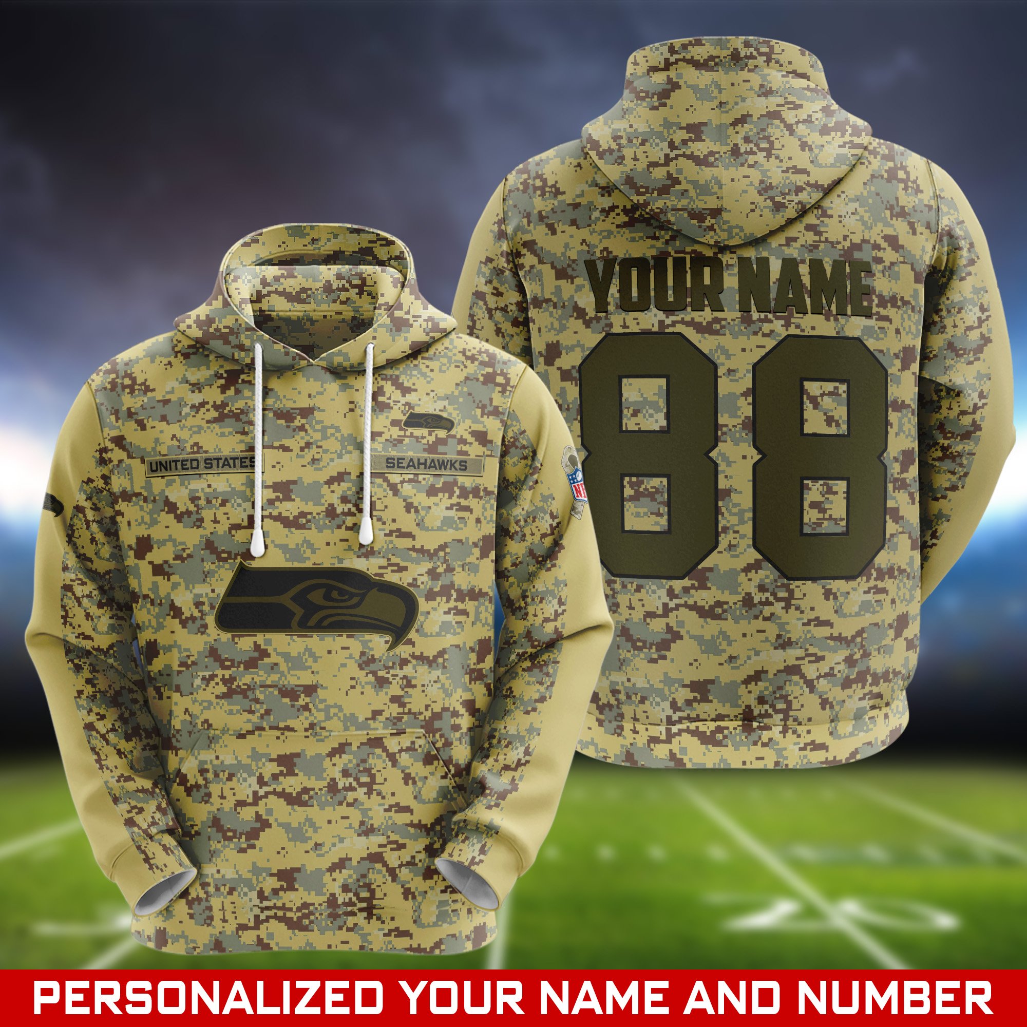 Seattle Seahawks Camouflage Hoodie, Sweatshirt, T-shirt, Zipper 2024 Version Customized  Your Name And Number, Shirts For Football Fans, Sport Gifts ETHY-53721