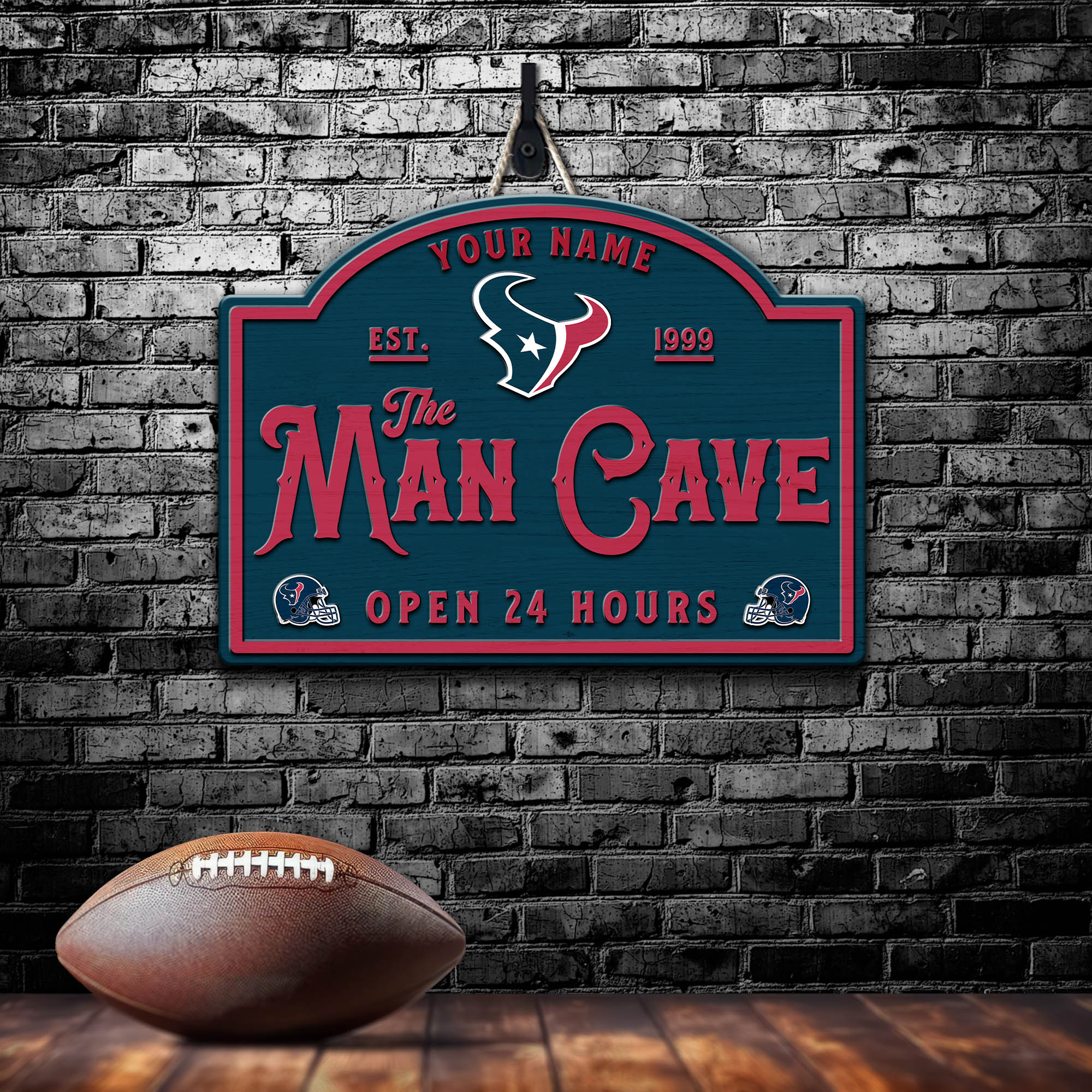 Houston Texans Shape Wooden Sign 2024 Version Personalized Your Name, Football Team Sign, Football Lover Gifts ETHY-58946