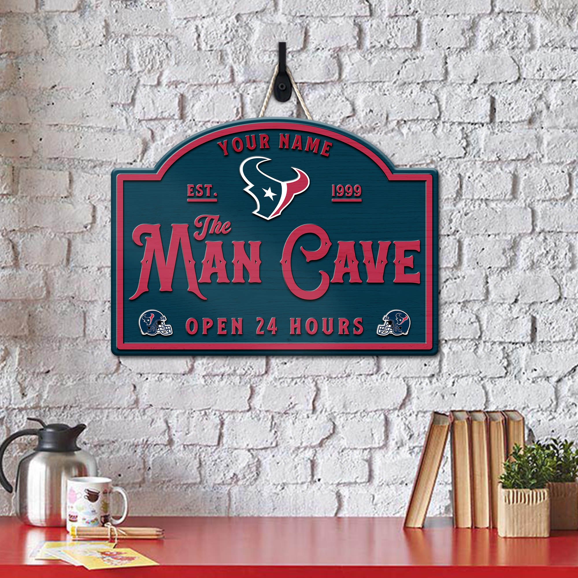 Alternative view of Houston Texans Shape Wooden Sign 2024 Version Personalized Your Name, Football Team Sign, Football Lover Gifts ETHY-58946