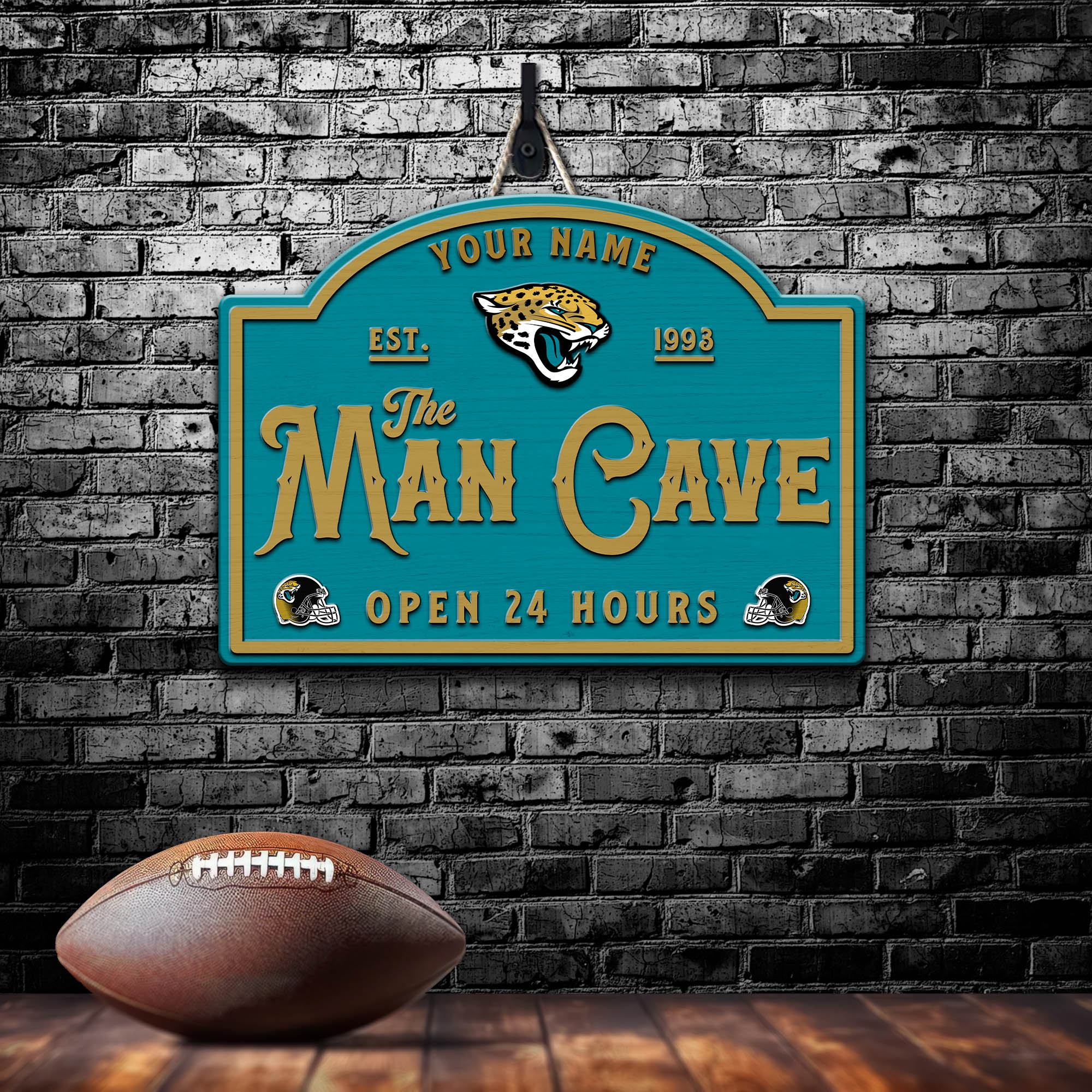 Jacksonville Jaguars Shape Wooden Sign 2024 Version Personalized Your Name, Football Team Sign, Football Lover Gifts ETHY-58946