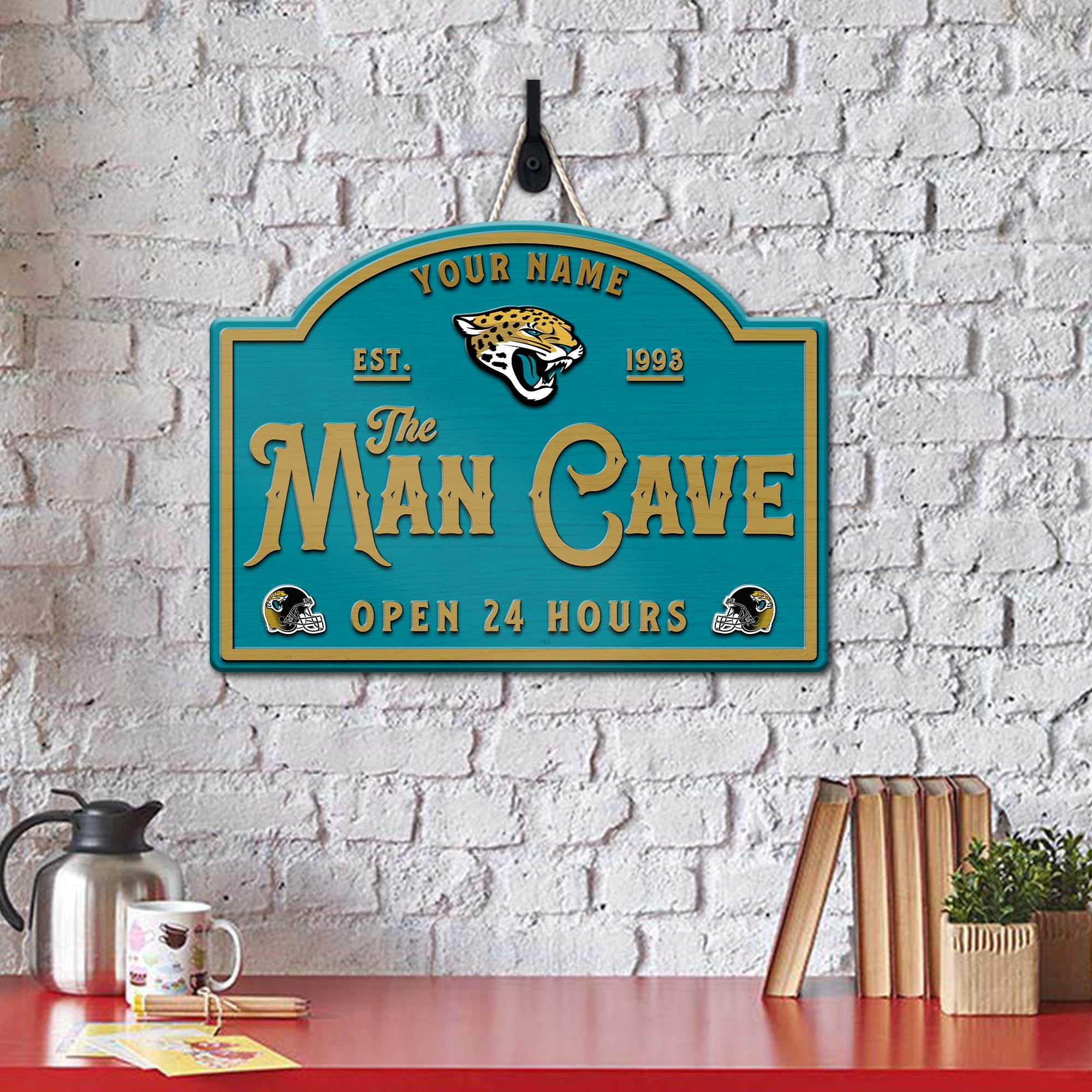 Alternative view of Jacksonville Jaguars Shape Wooden Sign 2024 Version Personalized Your Name, Football Team Sign, Football Lover Gifts ETHY-58946
