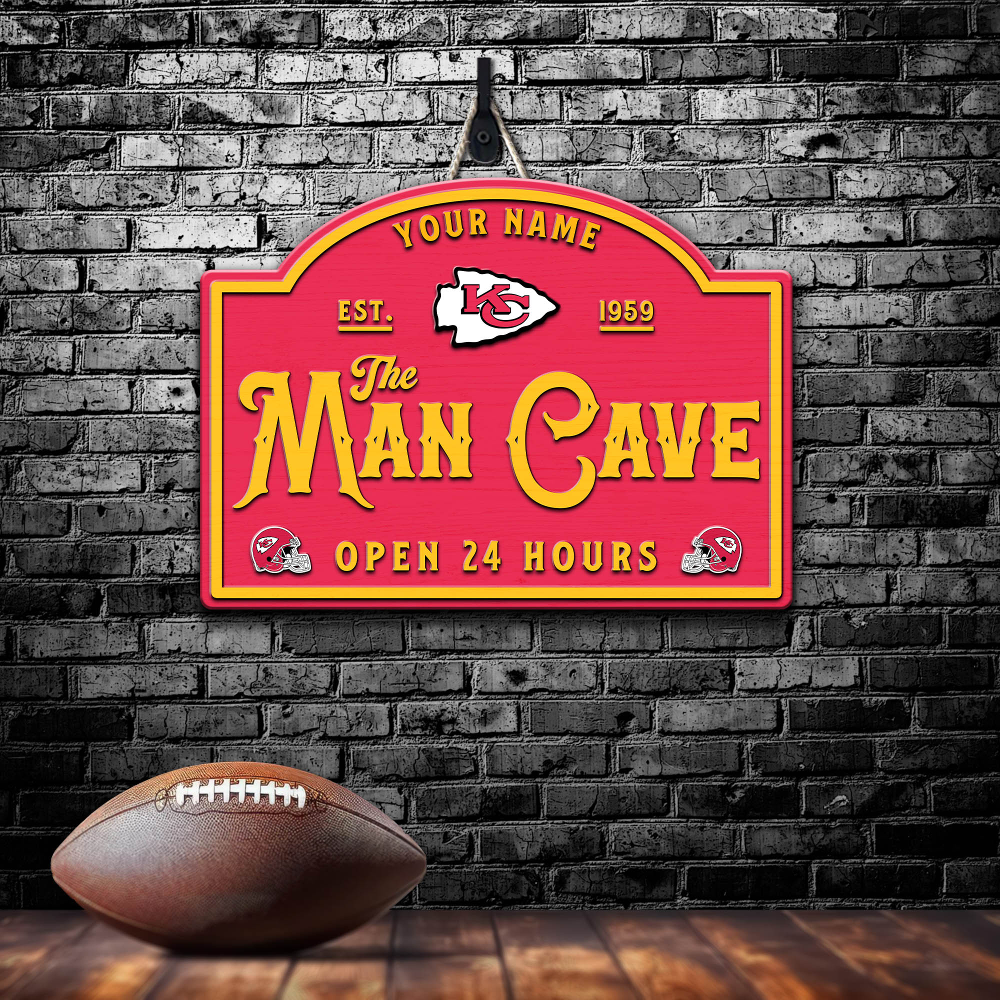 Kansas City Chiefs Shape Wooden Sign 2024 Version Personalized Your Name, Football Team Sign, Football Lover Gifts ETHY-58946