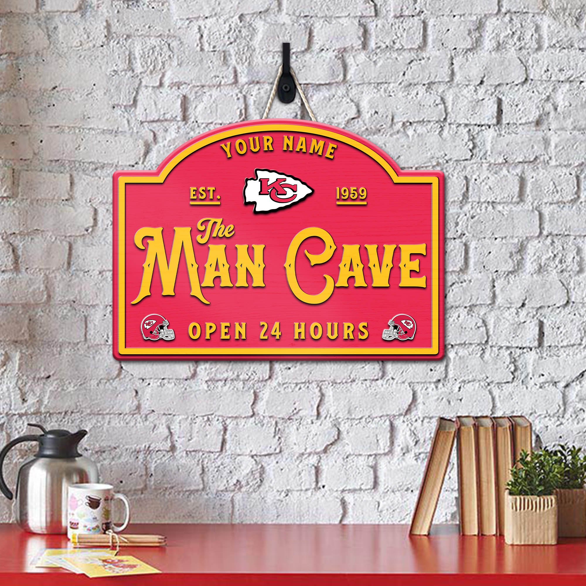 Alternative view of Kansas City Chiefs Shape Wooden Sign 2024 Version Personalized Your Name, Football Team Sign, Football Lover Gifts ETHY-58946