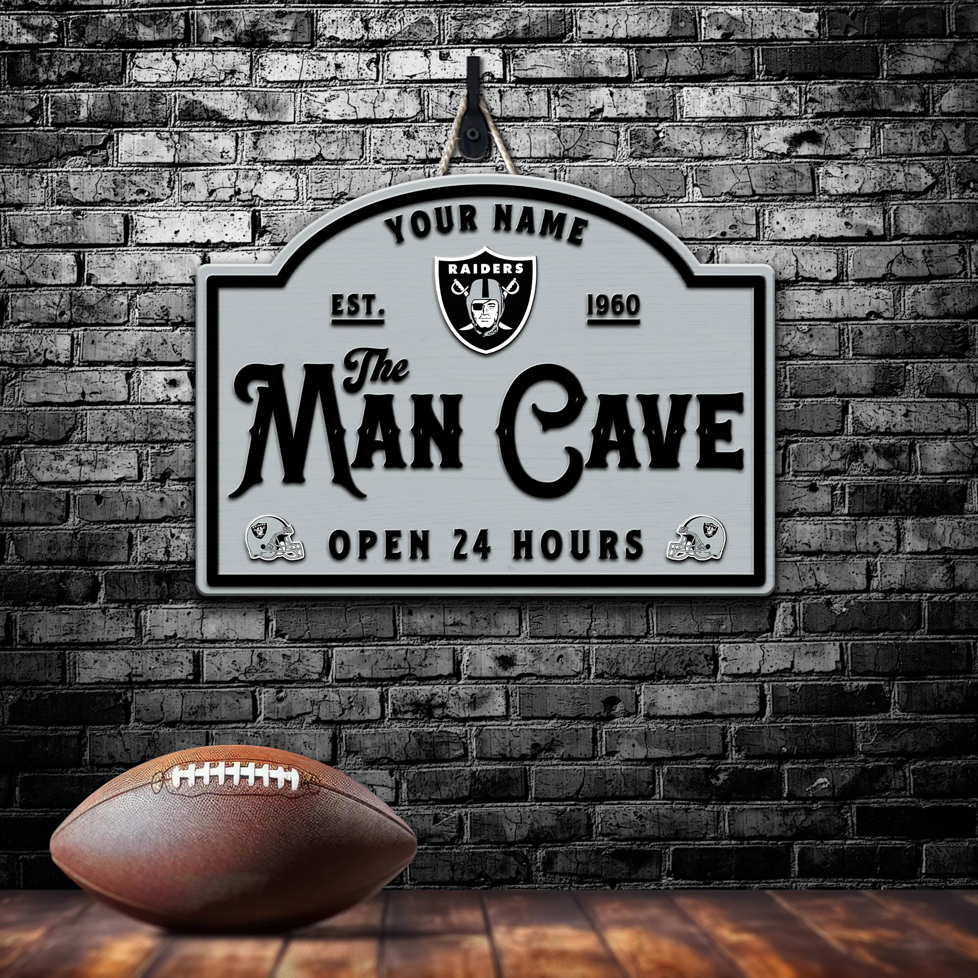 Las Vegas Raiders Shape Wooden Sign 2024 Version Personalized Your Name, Football Team Sign, Football Lover Gifts ETHY-58946