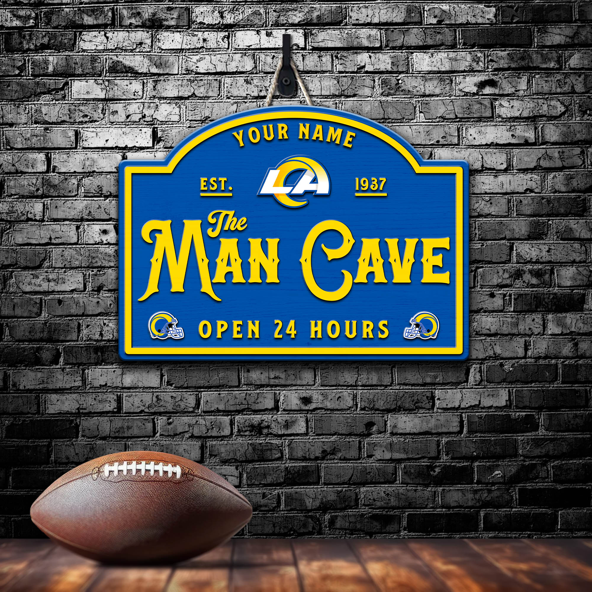 Los Angeles Rams Shape Wooden Sign 2024 Version Personalized Your Name, Football Team Sign, Football Lover Gifts ETHY-58946