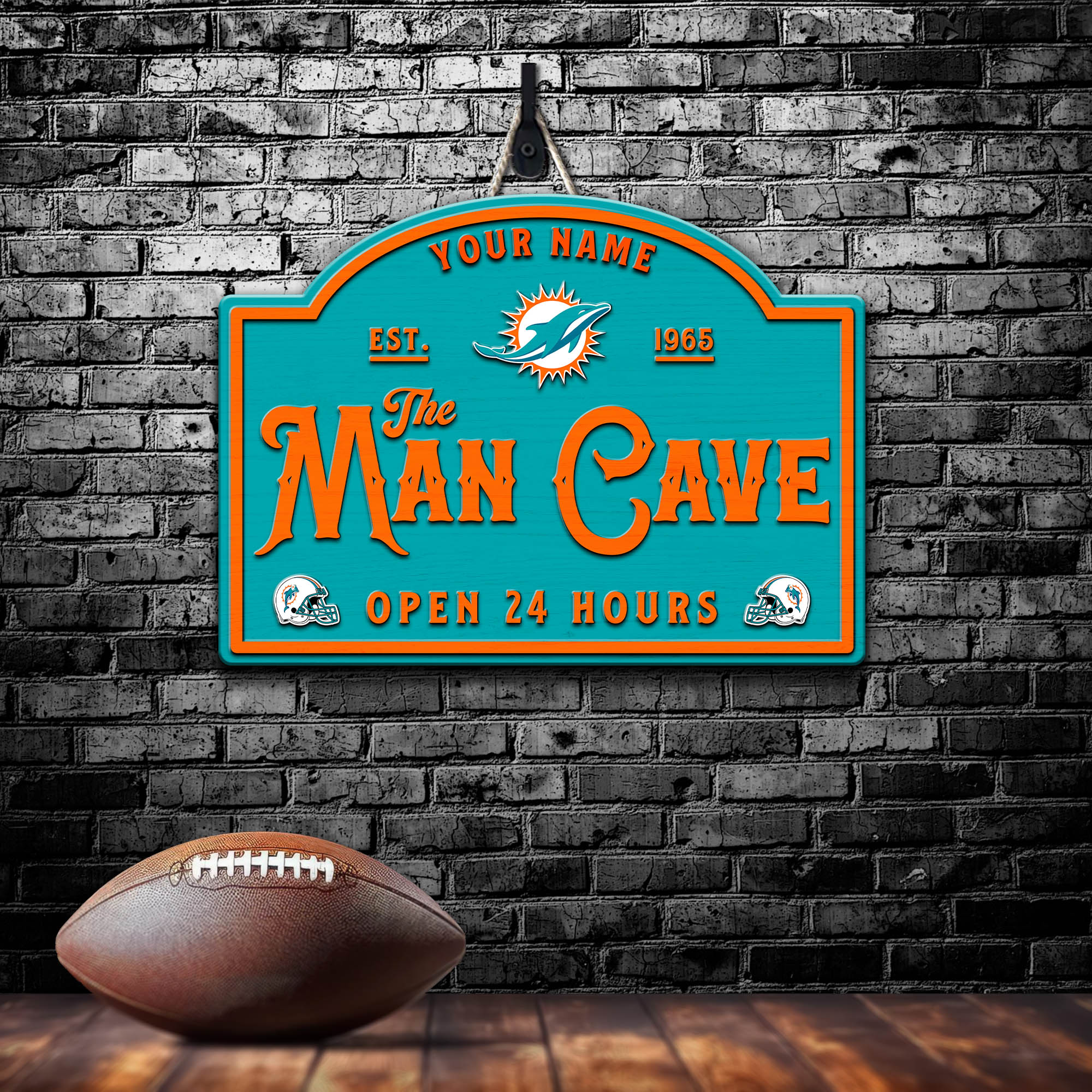 Miami Dolphins Shape Wooden Sign 2024 Version Personalized Your Name, Football Team Sign, Football Lover Gifts ETHY-58946