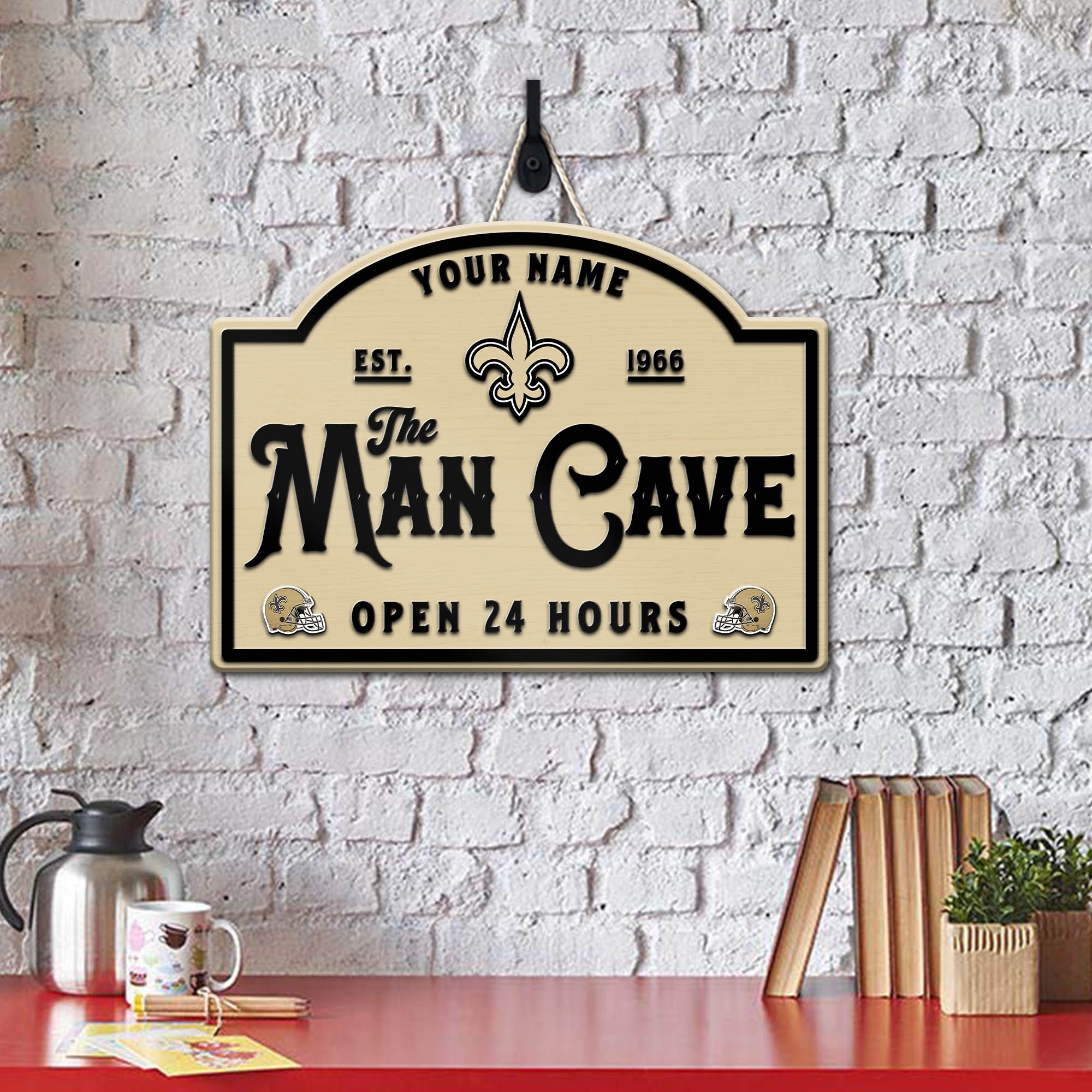 Alternative view of New Orleans Saints Shape Wooden Sign 2024 Version Personalized Your Name, Football Team Sign, Football Lover Gifts ETHY-58946