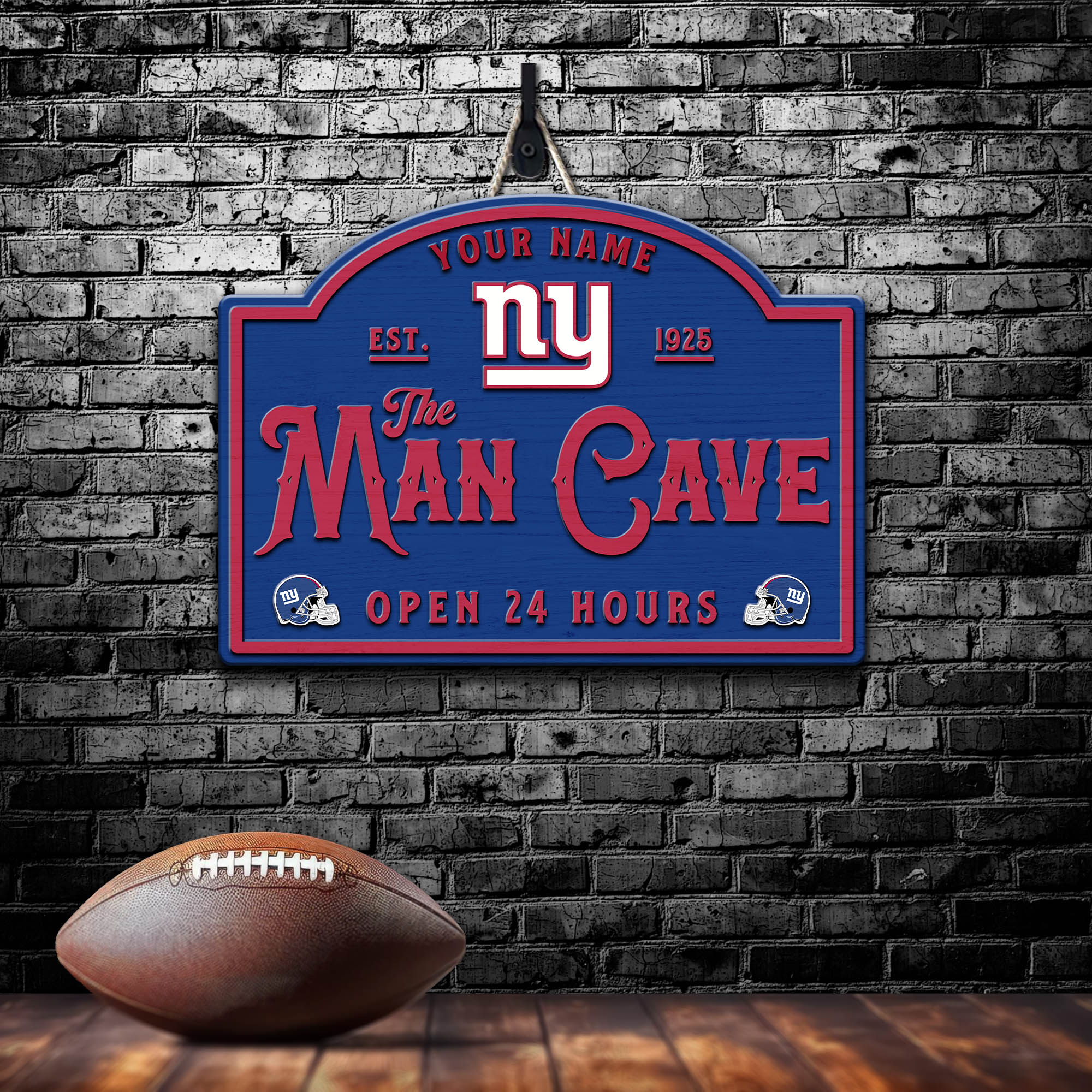 New York Giants Shape Wooden Sign 2024 Version Personalized Your Name, Football Team Sign, Football Lover Gifts ETHY-58946
