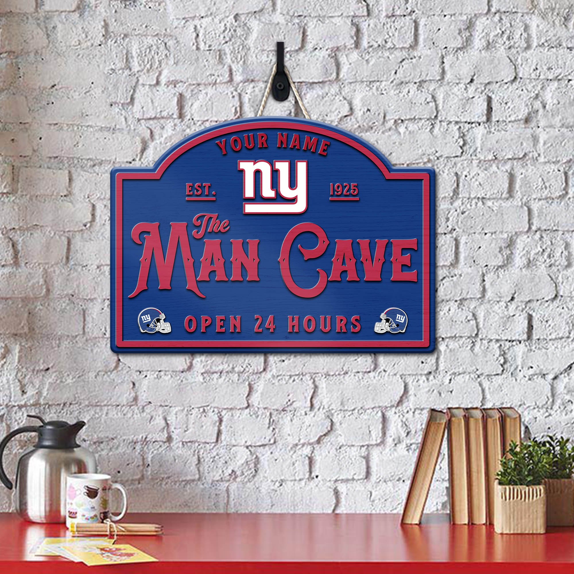 Alternative view of New York Giants Shape Wooden Sign 2024 Version Personalized Your Name, Football Team Sign, Football Lover Gifts ETHY-58946