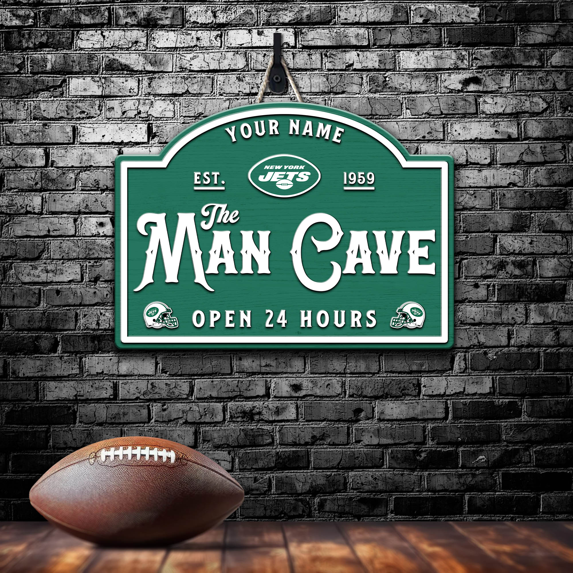 New York Jets Shape Wooden Sign 2024 Version Personalized Your Name, Football Team Sign, Football Lover Gifts ETHY-58946
