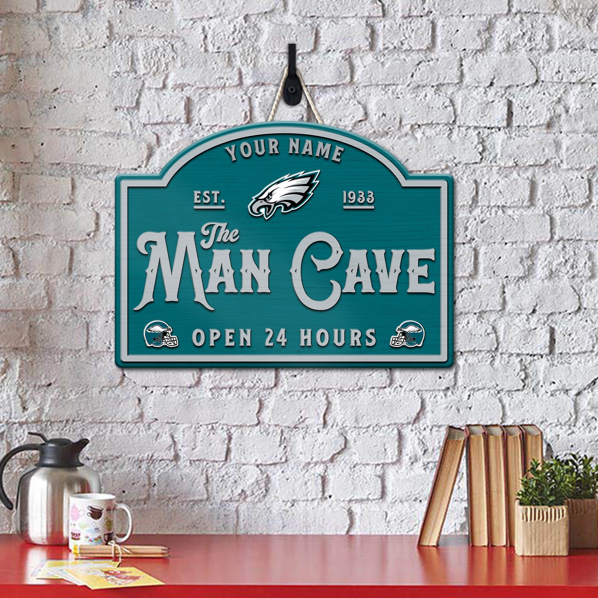 Alternative view of Philadelphia Eagles Shape Wooden Sign 2024 Version Personalized Your Name, Football Team Sign, Football Lover Gifts ETHY-58946