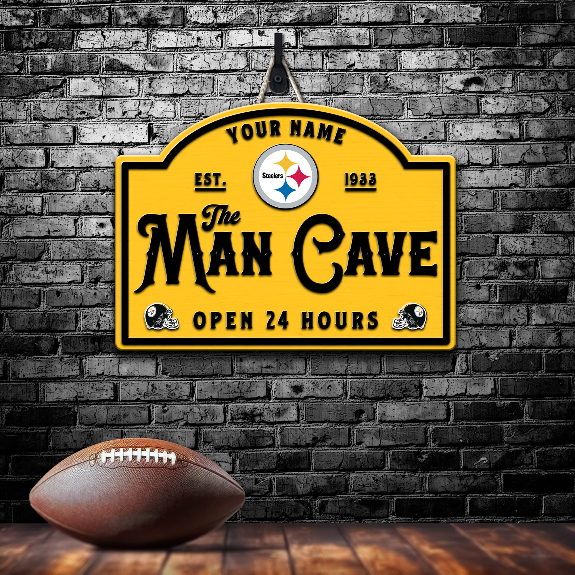 Pittsburgh Steelers Shape Wooden Sign 2024 Version Personalized Your Name, Football Team Sign, Football Lover Gifts ETHY-58946