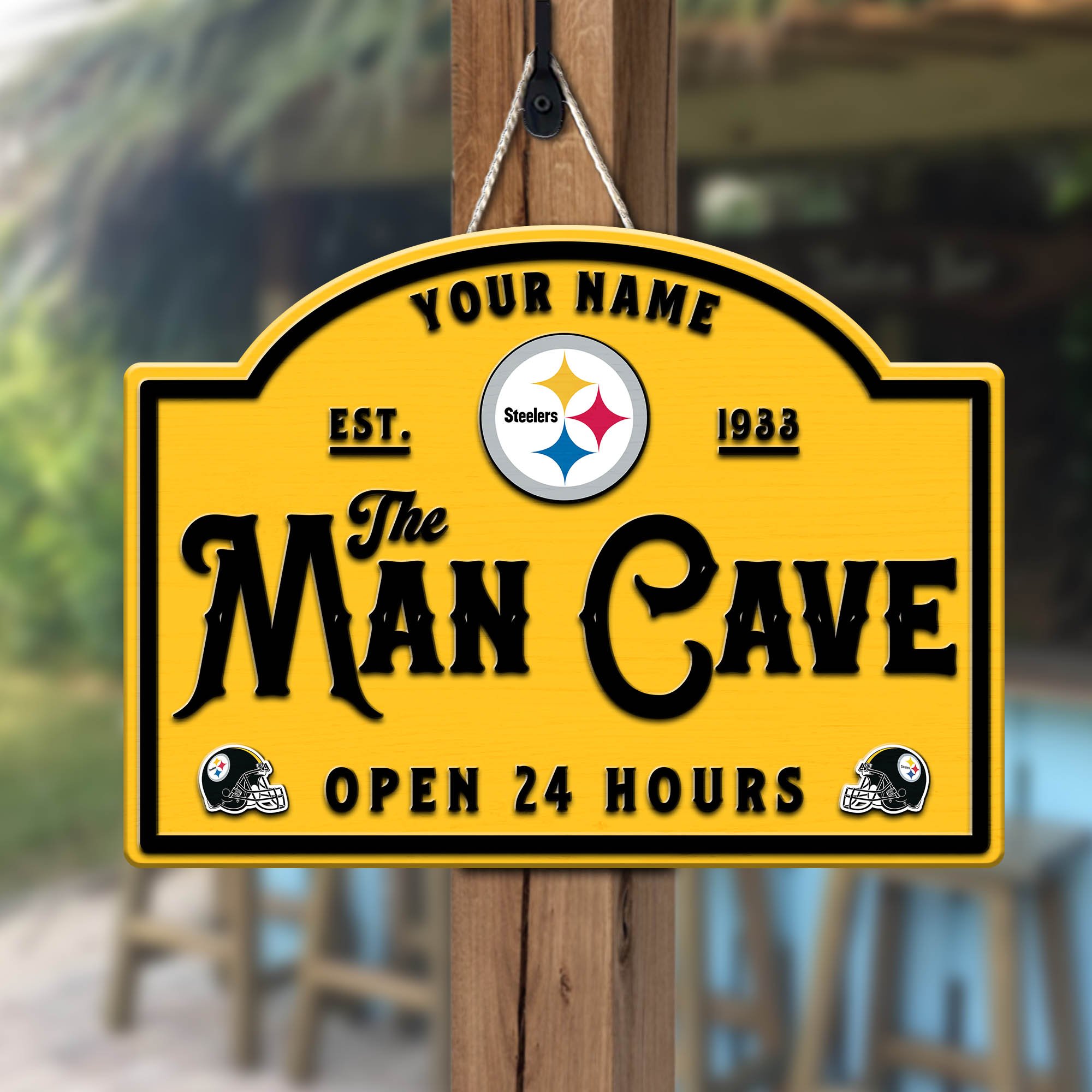 Pittsburgh Steelers Shape Wooden Sign 2024 Version Personalized Your Name, Football Team Sign, Football Lover Gifts ETHY-58946 - Image 3