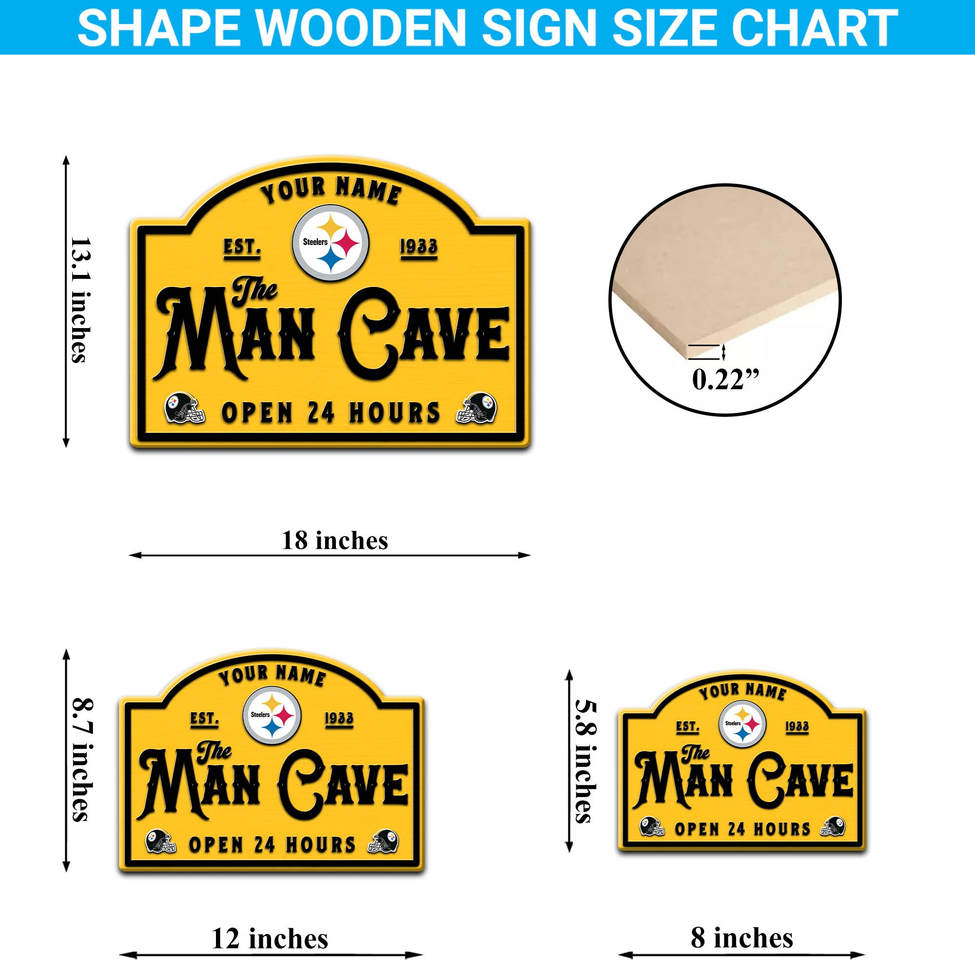 Pittsburgh Steelers Shape Wooden Sign 2024 Version Personalized Your Name, Football Team Sign, Football Lover Gifts ETHY-58946 - Image 5