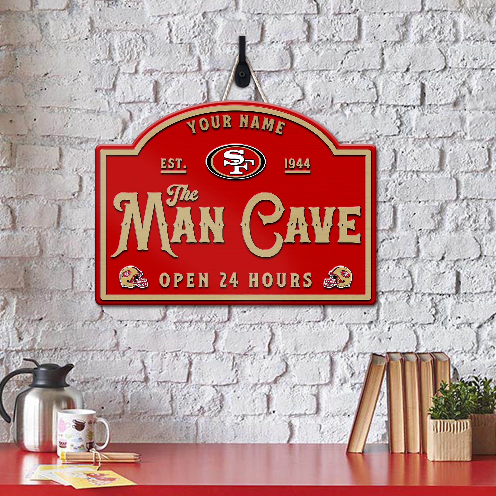 Alternative view of San Francisco 49ers Shape Wooden Sign 2024 Version Personalized Your Name, Football Team Sign, Football Lover Gifts ETHY-58946