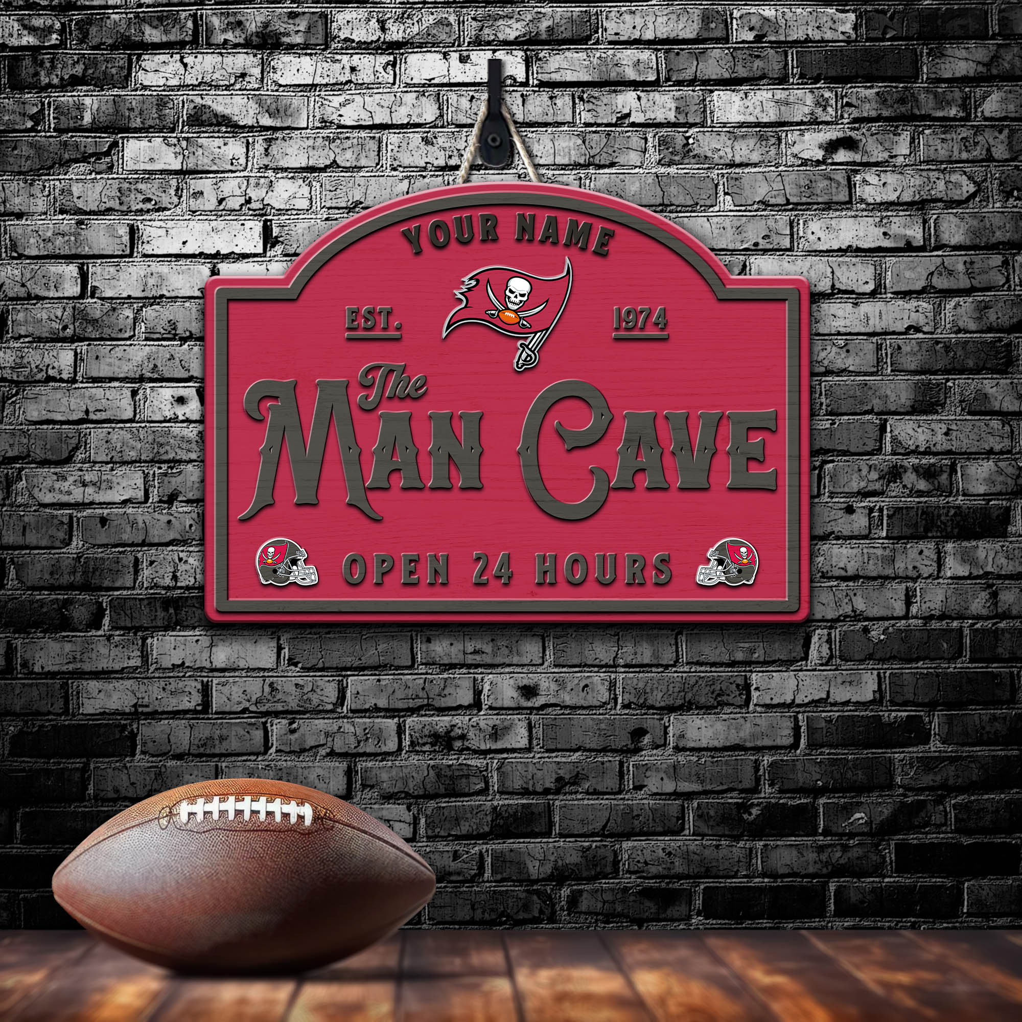 Tampa Bay Buccaneers Shape Wooden Sign 2024 Version Personalized Your Name, Football Team Sign, Football Lover Gifts ETHY-58946
