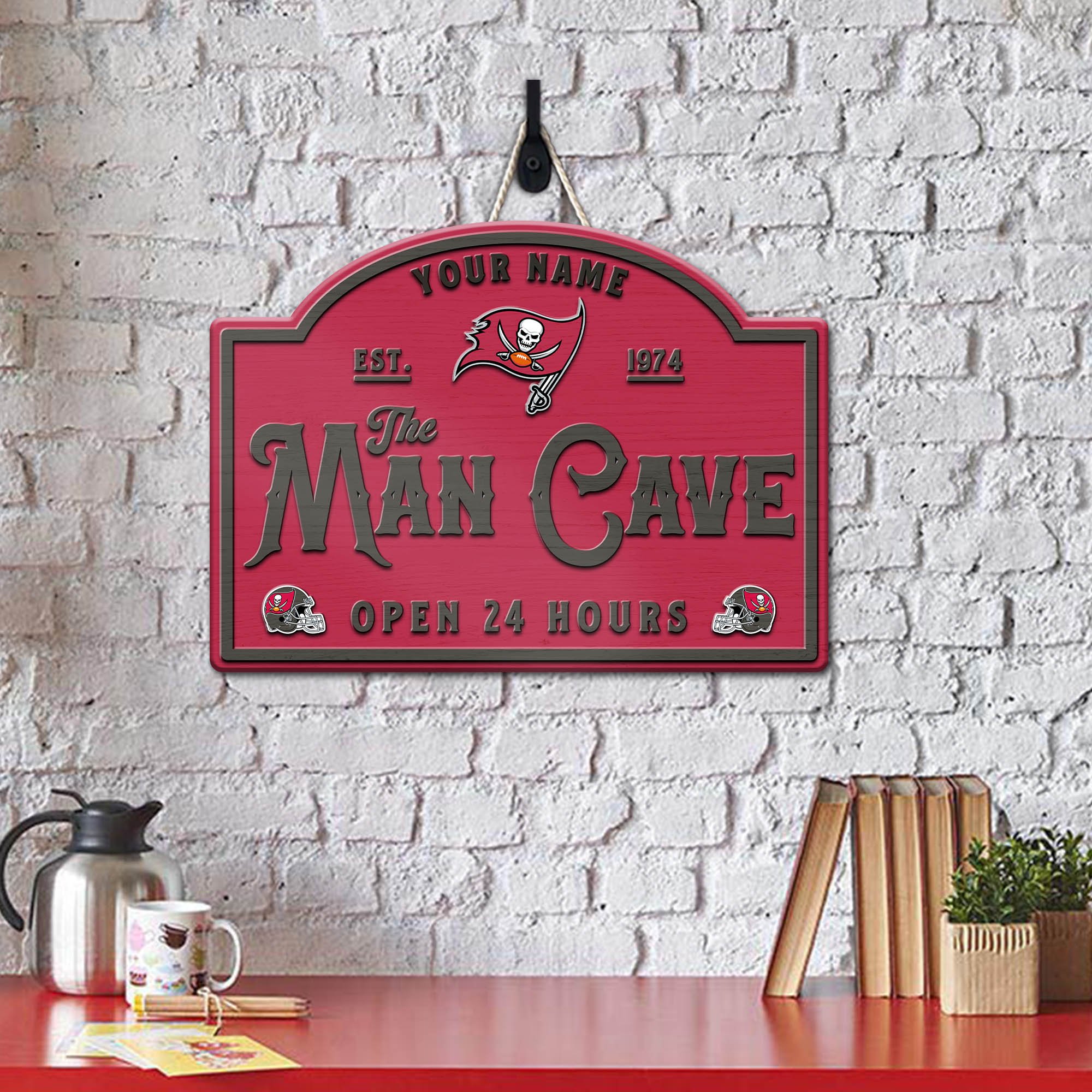 Alternative view of Tampa Bay Buccaneers Shape Wooden Sign 2024 Version Personalized Your Name, Football Team Sign, Football Lover Gifts ETHY-58946