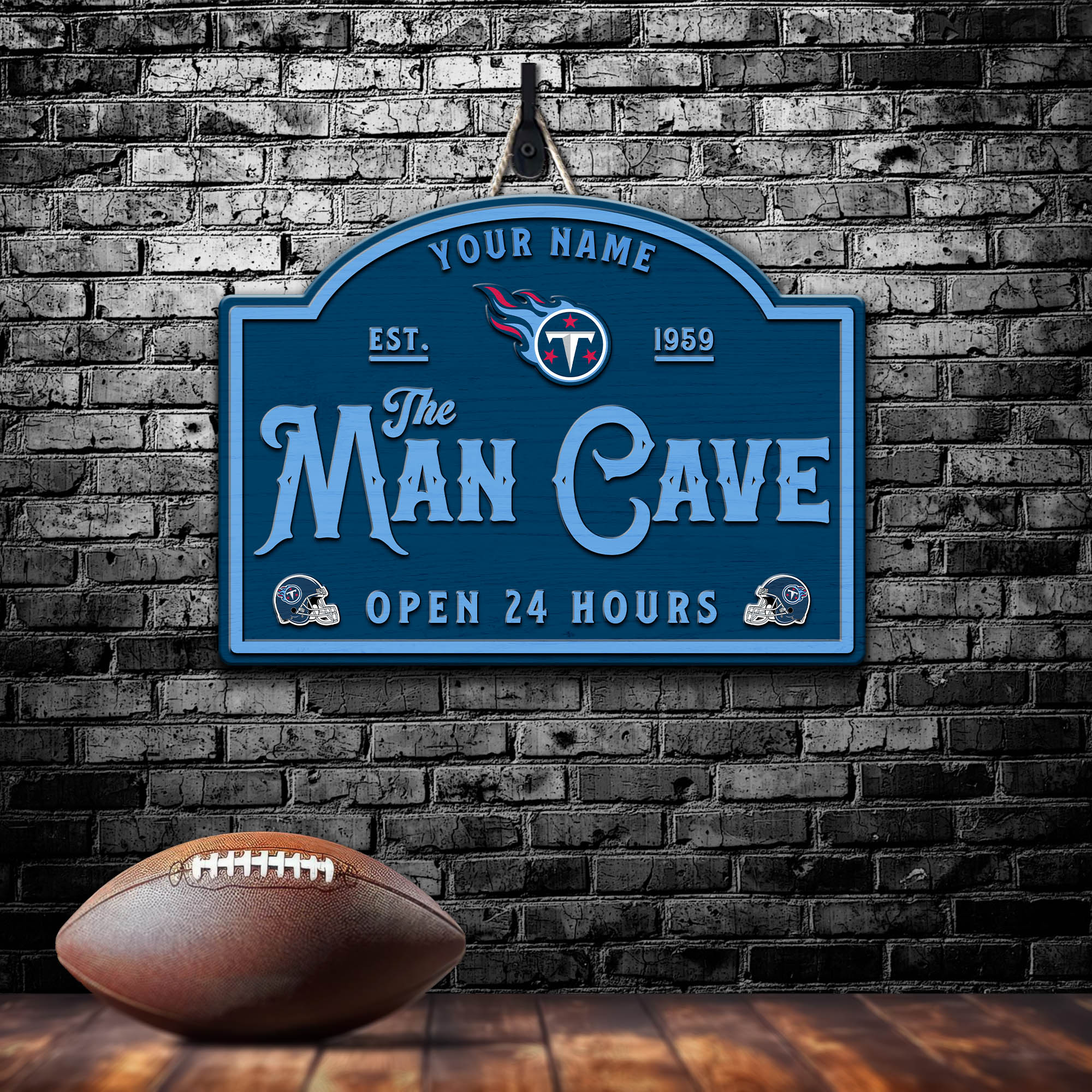 Tennessee Titans Shape Wooden Sign 2024 Version Personalized Your Name, Football Team Sign, Football Lover Gifts ETHY-58946