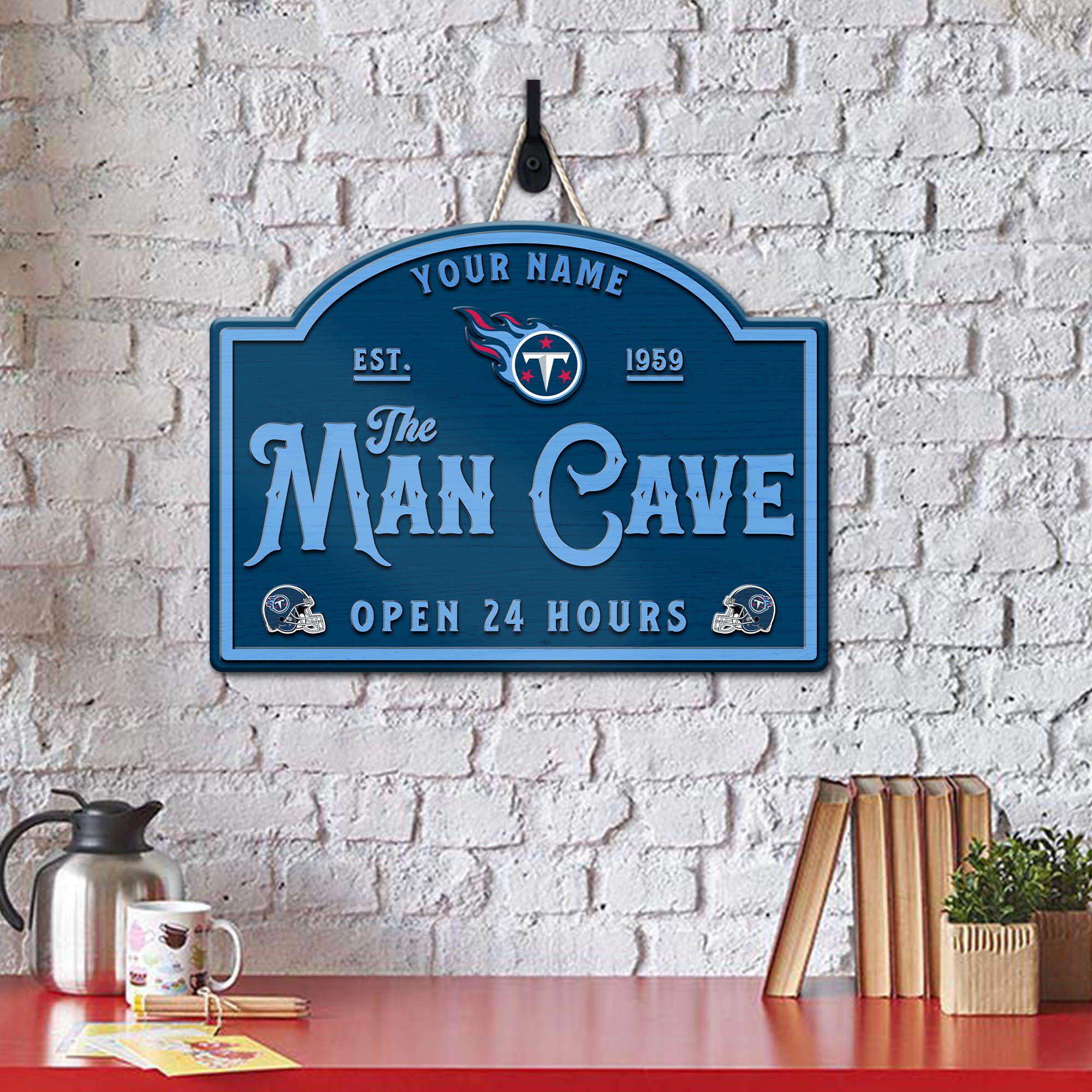 Alternative view of Tennessee Titans Shape Wooden Sign 2024 Version Personalized Your Name, Football Team Sign, Football Lover Gifts ETHY-58946