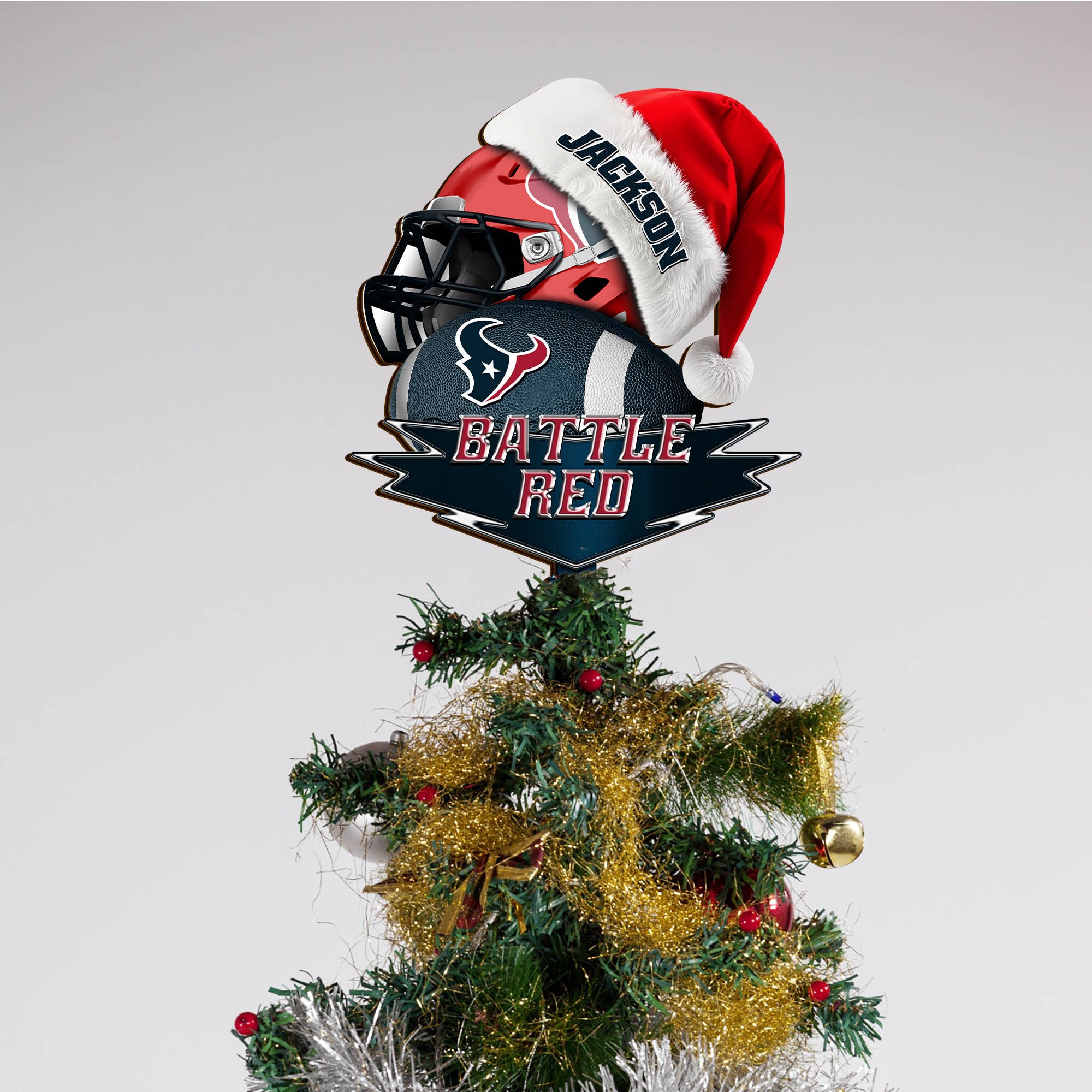 Alternative view of Houston Texans Tree Topper 2024 Version Custom Your Name, Christmas Tree Topper For Sport Lovers, Christmas Tree Decor, Sport Gifts ETHY-62754