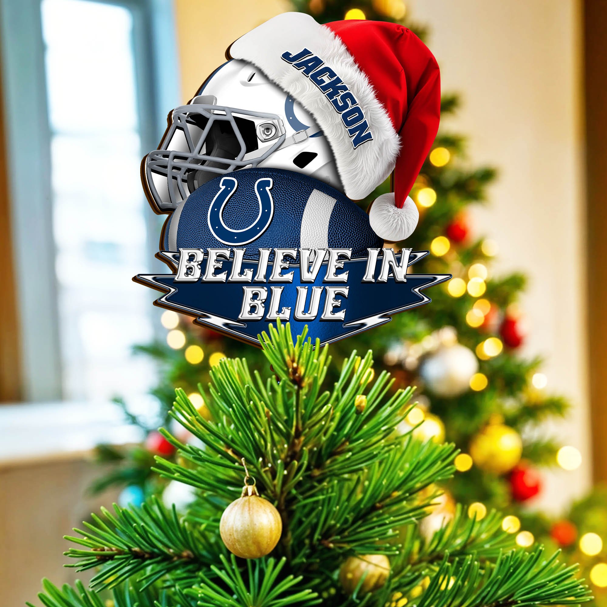 Indianapolis Colts Tree Topper 2024 Version Custom Your Name, Christmas Tree Topper For Sport Lovers, Christmas Tree Decor, Sport Gifts ETHY-62754