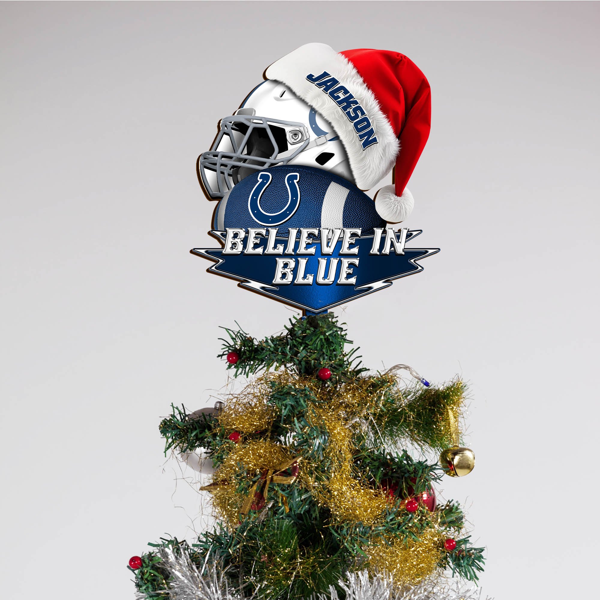 Alternative view of Indianapolis Colts Tree Topper 2024 Version Custom Your Name, Christmas Tree Topper For Sport Lovers, Christmas Tree Decor, Sport Gifts ETHY-62754