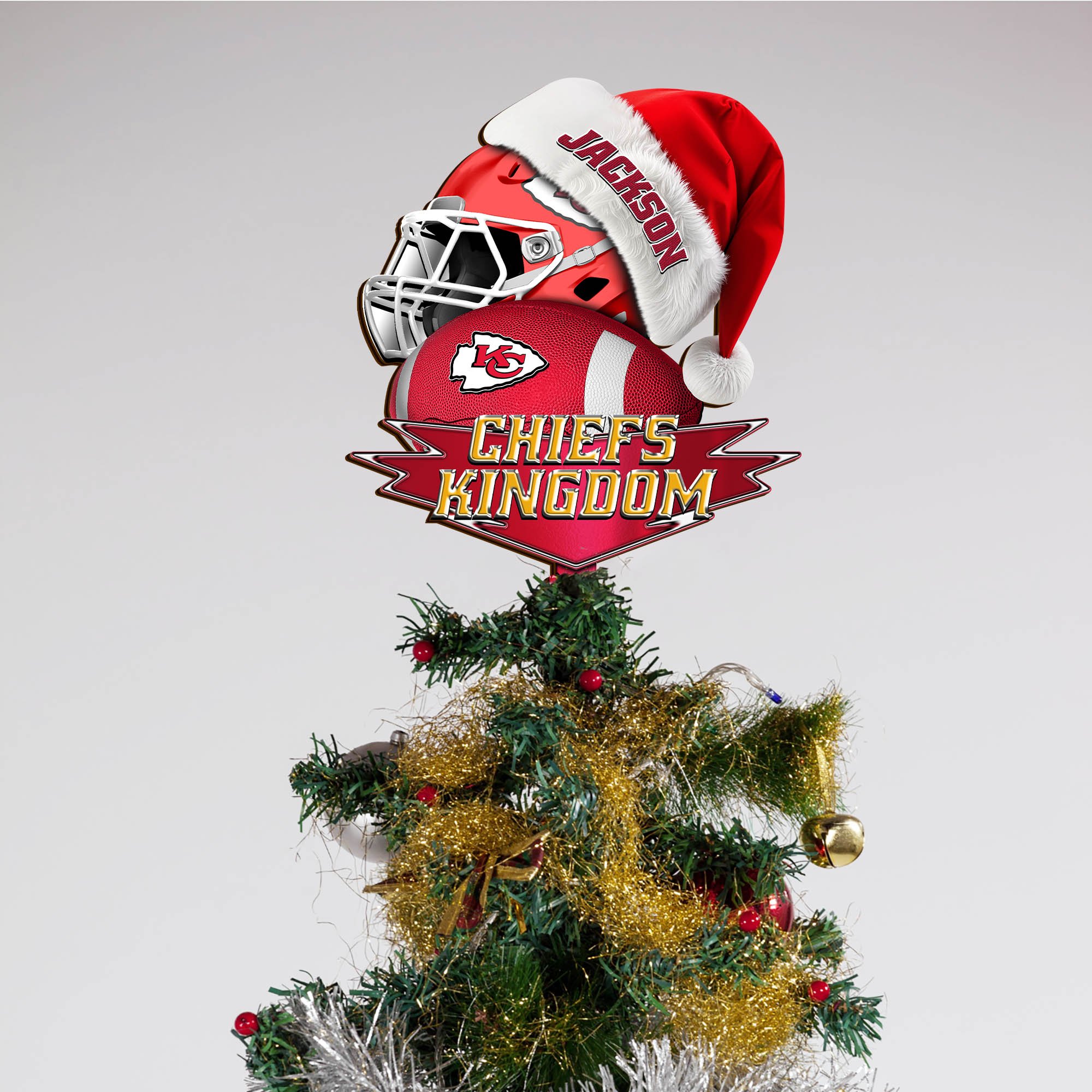 Alternative view of Kansas City Chiefs Tree Topper 2024 Version Custom Your Name, Christmas Tree Topper For Sport Lovers, Christmas Tree Decor, Sport Gifts ETHY-62754