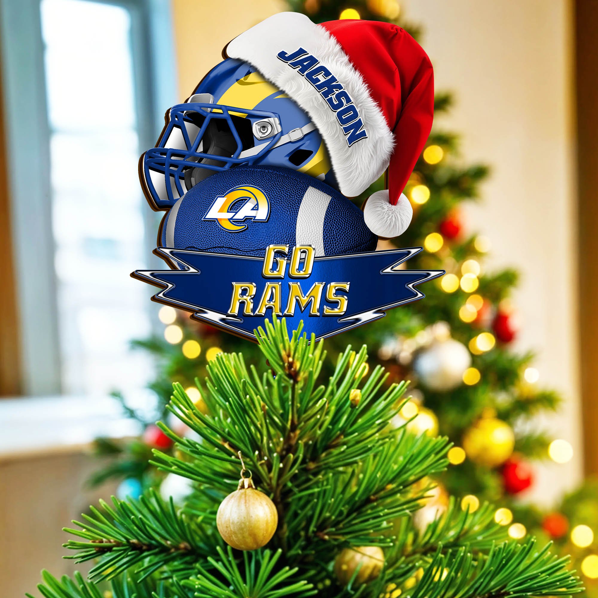 Los Angeles Rams Tree Topper 2024 Version Custom Your Name, Christmas Tree Topper For Sport Lovers, Christmas Tree Decor, Sport Gifts ETHY-62754