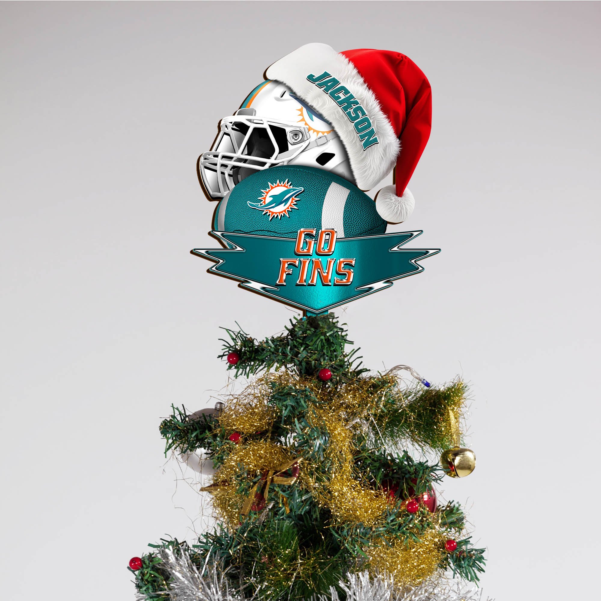 Alternative view of Miami Dolphins Tree Topper 2024 Version Custom Your Name, Christmas Tree Topper For Sport Lovers, Christmas Tree Decor, Sport Gifts ETHY-62754
