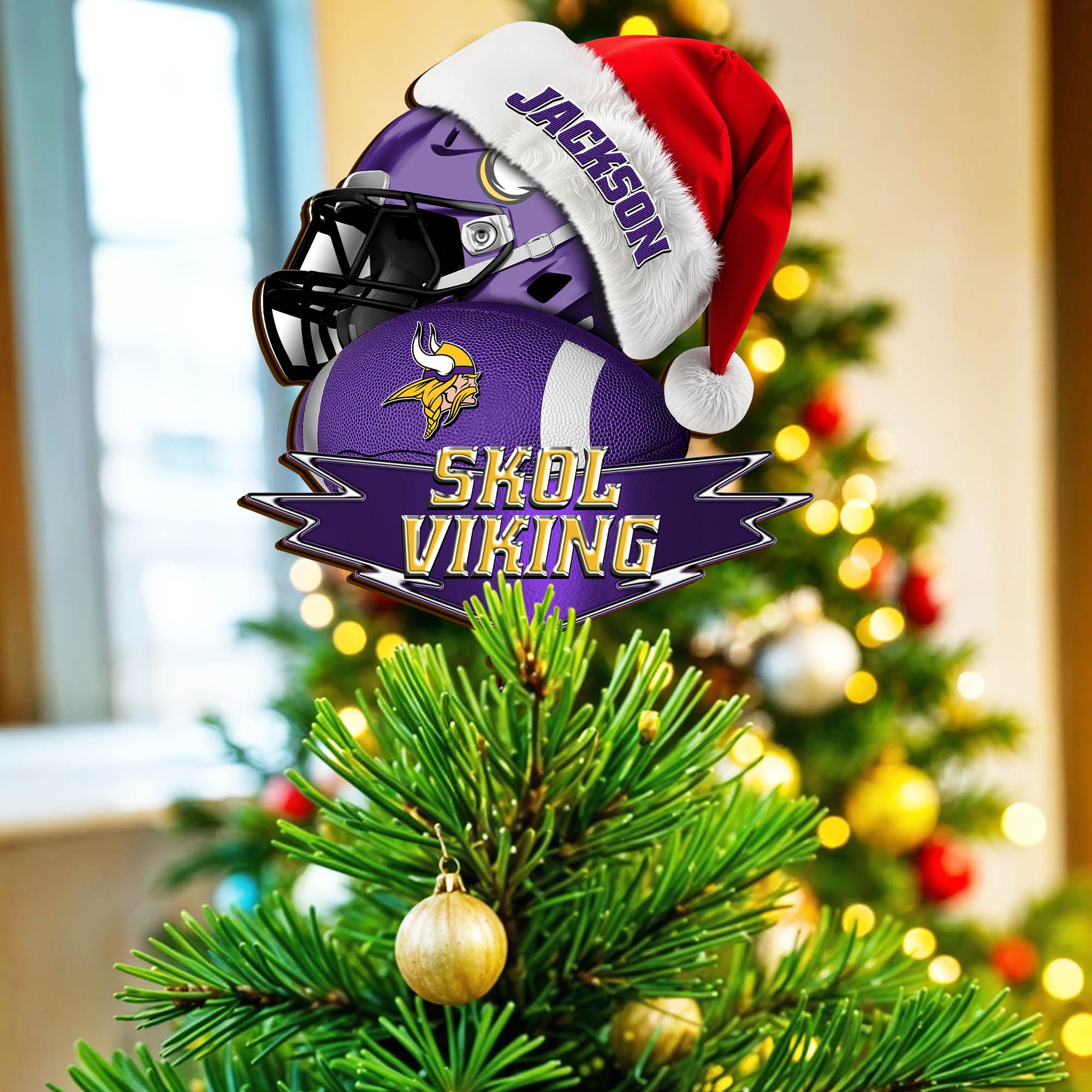 Minnesota Vikings Tree Topper 2024 Version Custom Your Name, Christmas Tree Topper For Sport Lovers, Christmas Tree Decor, Sport Gifts ETHY-62754