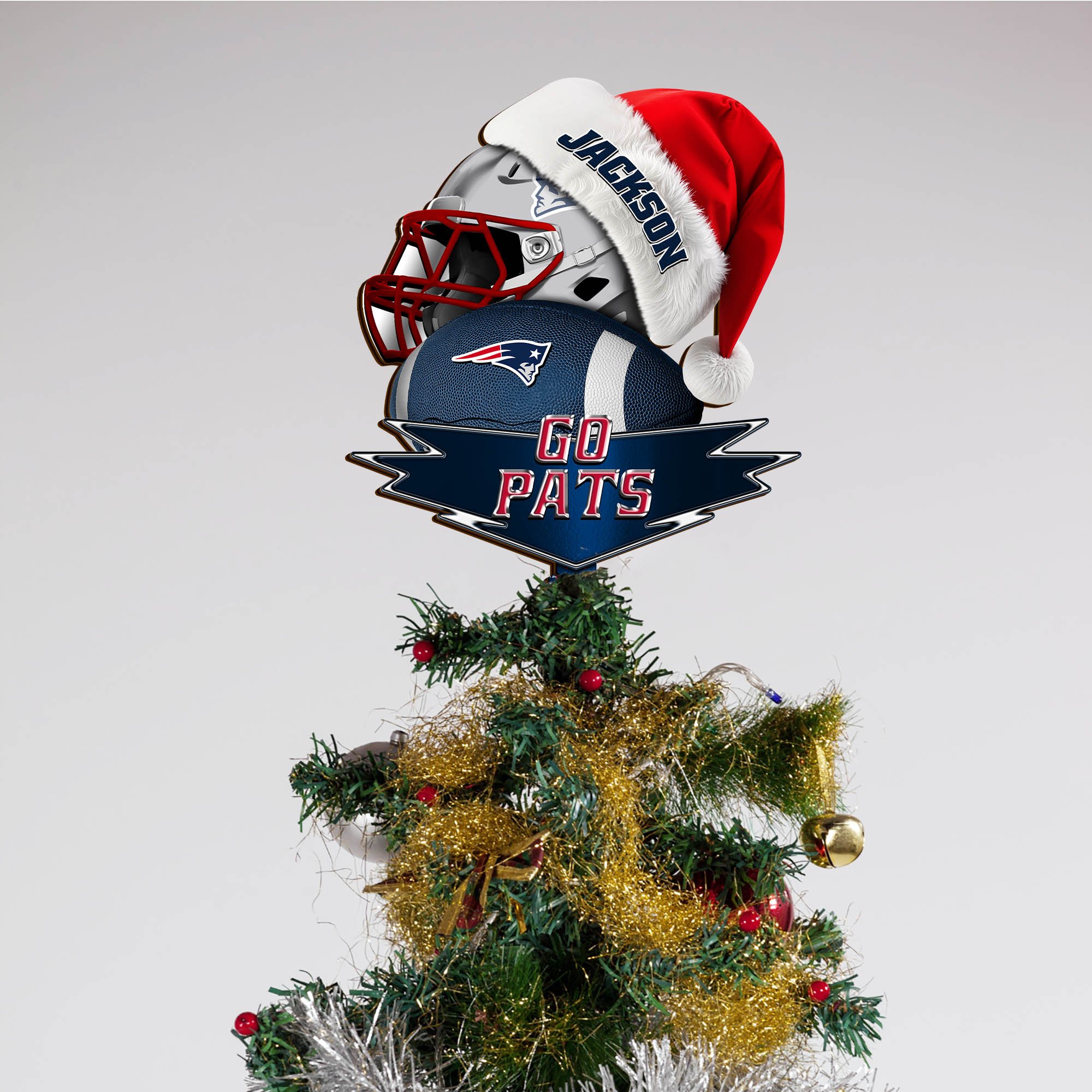 Alternative view of New England Patriots Tree Topper 2024 Version Custom Your Name, Christmas Tree Topper For Sport Lovers, Christmas Tree Decor, Sport Gifts ETHY-62754