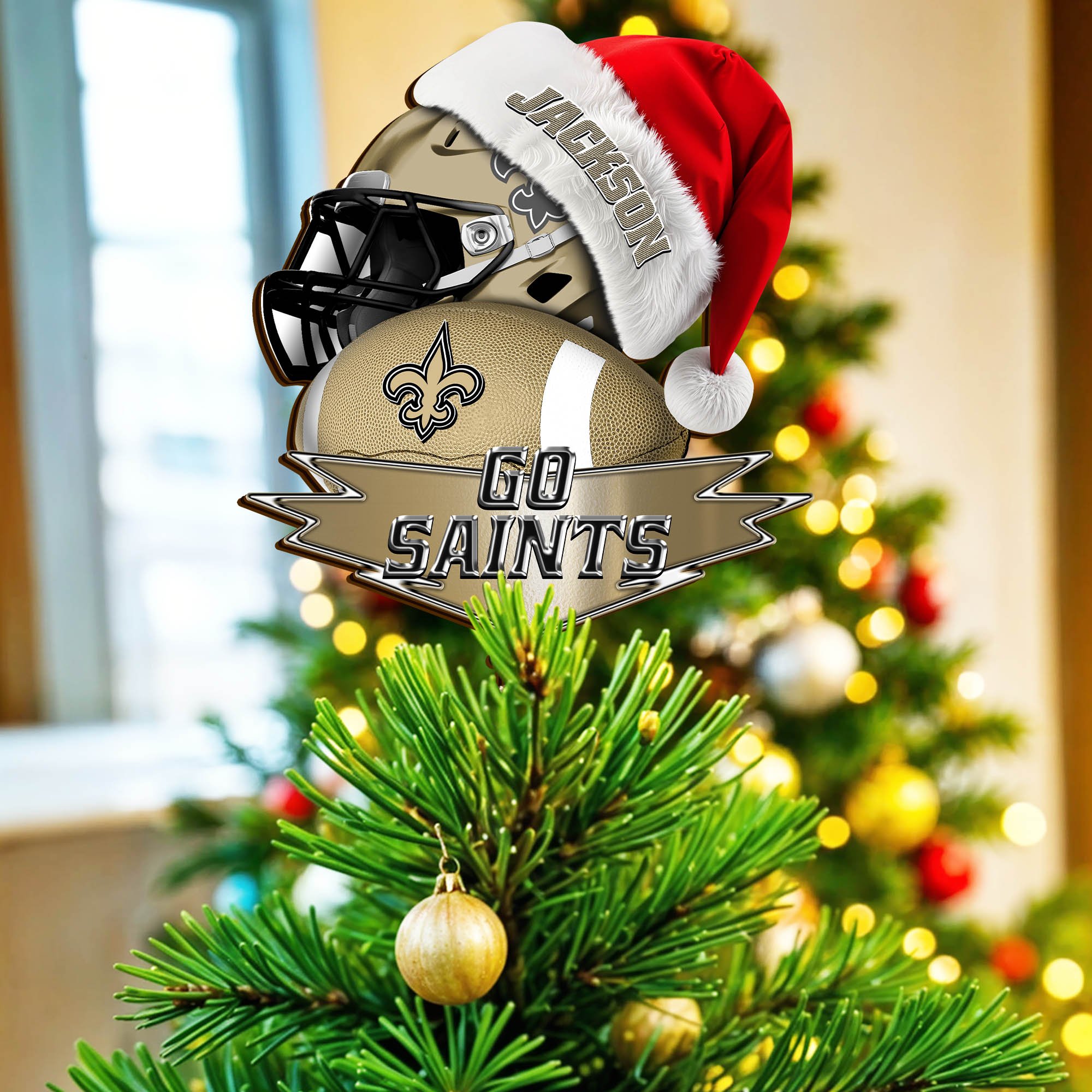 New Orleans Saints Tree Topper 2024 Version Custom Your Name, Christmas Tree Topper For Sport Lovers, Christmas Tree Decor, Sport Gifts ETHY-62754