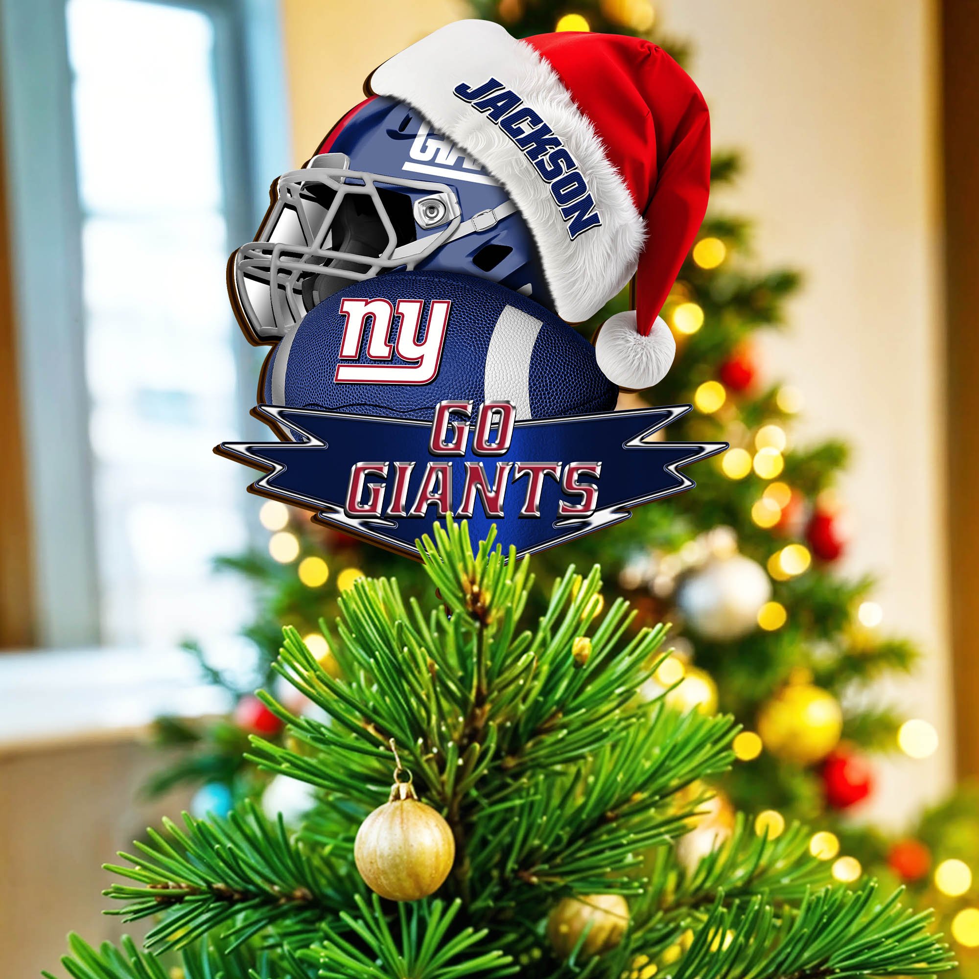 New York Giants Tree Topper 2024 Version Custom Your Name, Christmas Tree Topper For Sport Lovers, Christmas Tree Decor, Sport Gifts ETHY-62754