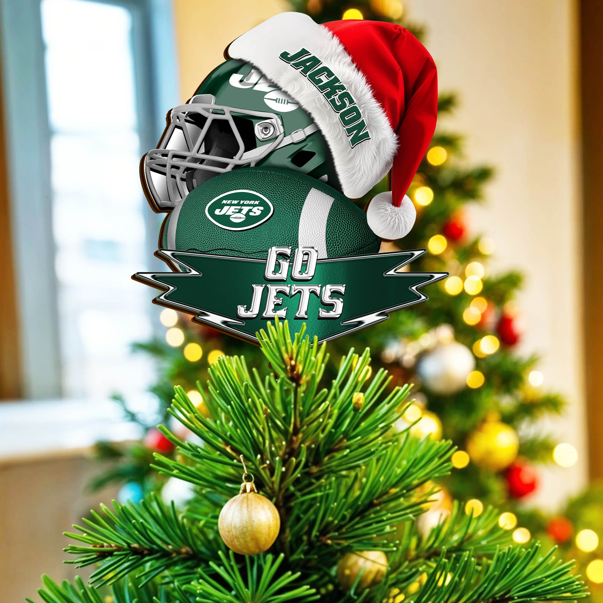 New York Jets Tree Topper 2024 Version Custom Your Name, Christmas Tree Topper For Sport Lovers, Christmas Tree Decor, Sport Gifts ETHY-62754
